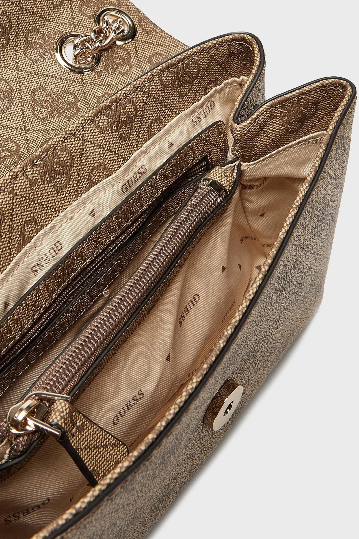 Guess Eco 4G Logo Baskılı Ayarlanabilir Zincir Askılı HWESG951020 Bayan Çanta HWESG9 51020 LTL KAHVE - 7