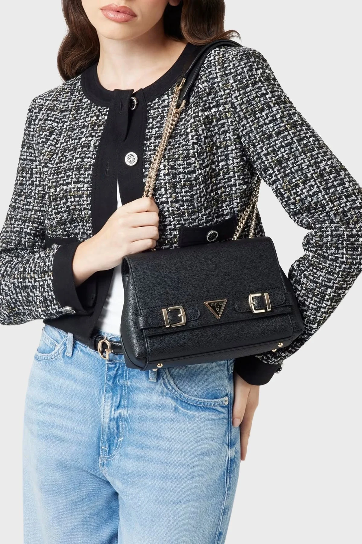 Guess Eco Ali Logolu Ayarlanabilir Zincir Askılı HWEBG951121 Bayan Çanta HWEBG9 51121 BLA SİYAH - 8