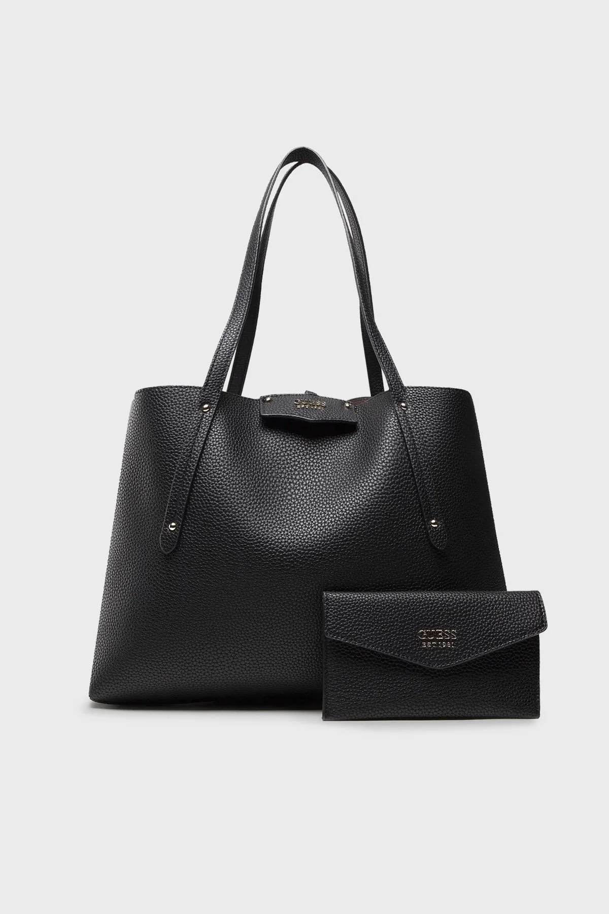 Guess Eco Brenton Logolu Çift Taraflı Kopça Kapamalı Büyük HWEVG839023 Bayan Çanta HWEVG8 39023 BLA SİYAH - 1