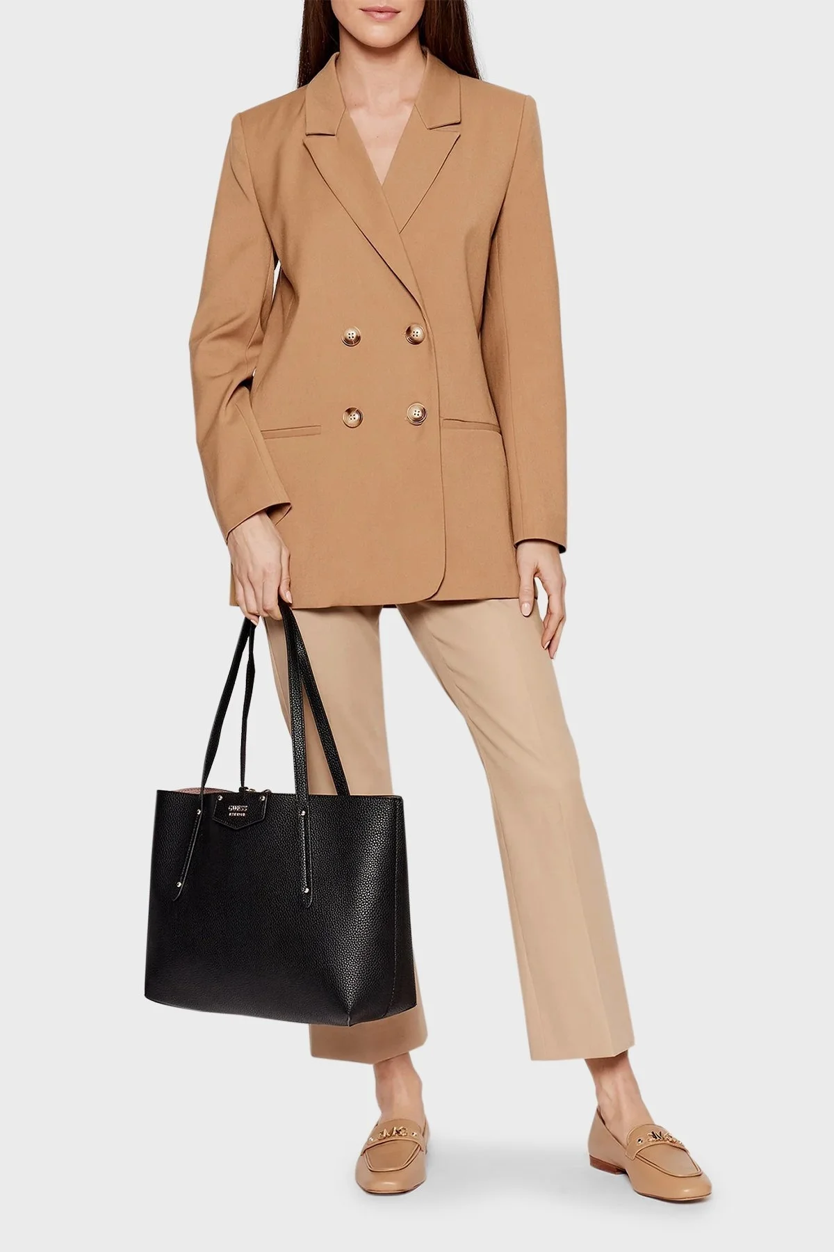 Guess Eco Brenton Logolu Çift Taraflı Kopça Kapamalı Büyük HWEVG839023 Bayan Çanta HWEVG8 39023 BLA SİYAH - 2