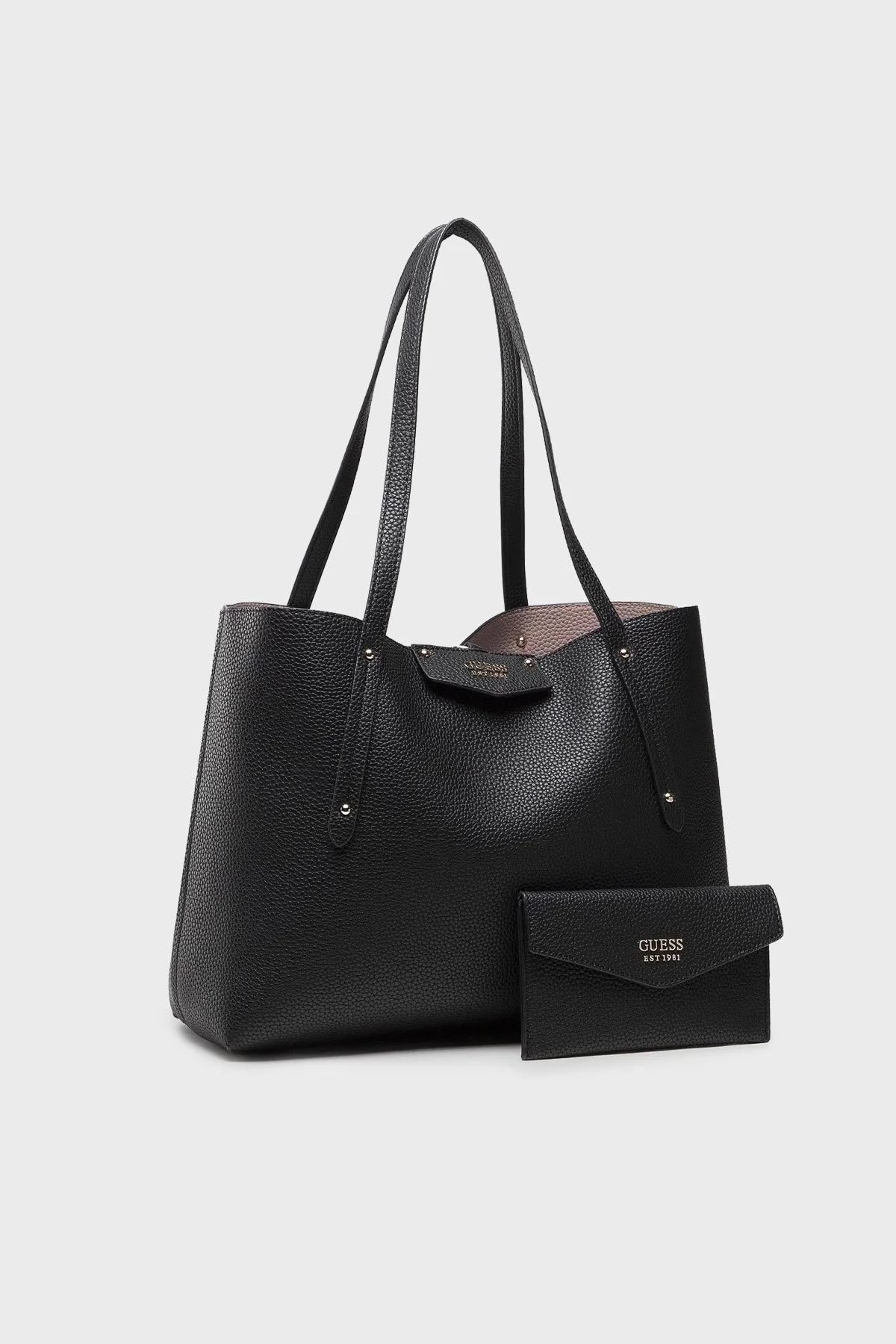 Guess Eco Brenton Logolu Çift Taraflı Kopça Kapamalı Büyük HWEVG839023 Bayan Çanta HWEVG8 39023 BLA SİYAH - 4