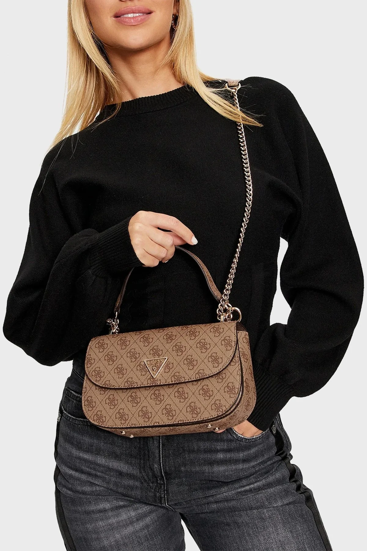 Guess Eco Erica Logolu Ayarlanabilir Zincir Askılı HWESG951021 Bayan Çanta HWESG9 51021 LTL KAHVE - 2