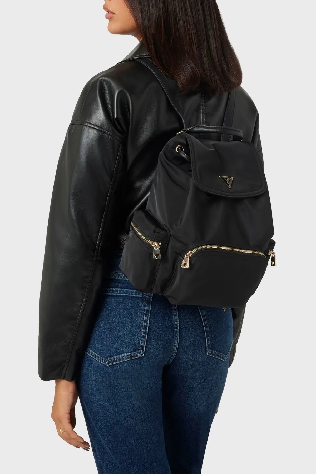 Guess Eco Gemma Logolu Ayarlanabilir Omuz Askılı HWEYG839532 Bayan Sırt Çantası HWEYG8 39532 BLA SİYAH - 2