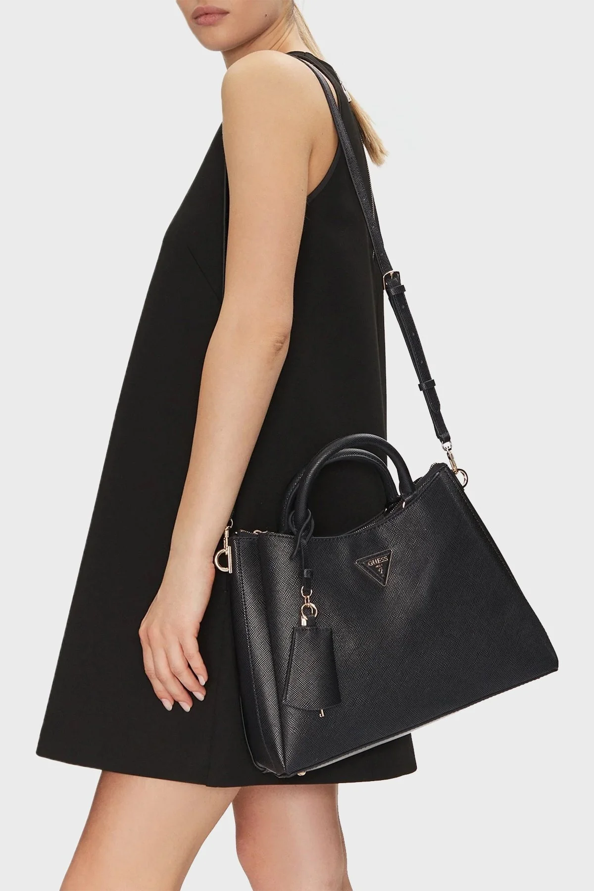 Guess Eco Jazlynn Logolu Çıkarılabilir Askılı HWEZG952306 Bayan Çanta HWEZG9 52306 BLA SİYAH - 7