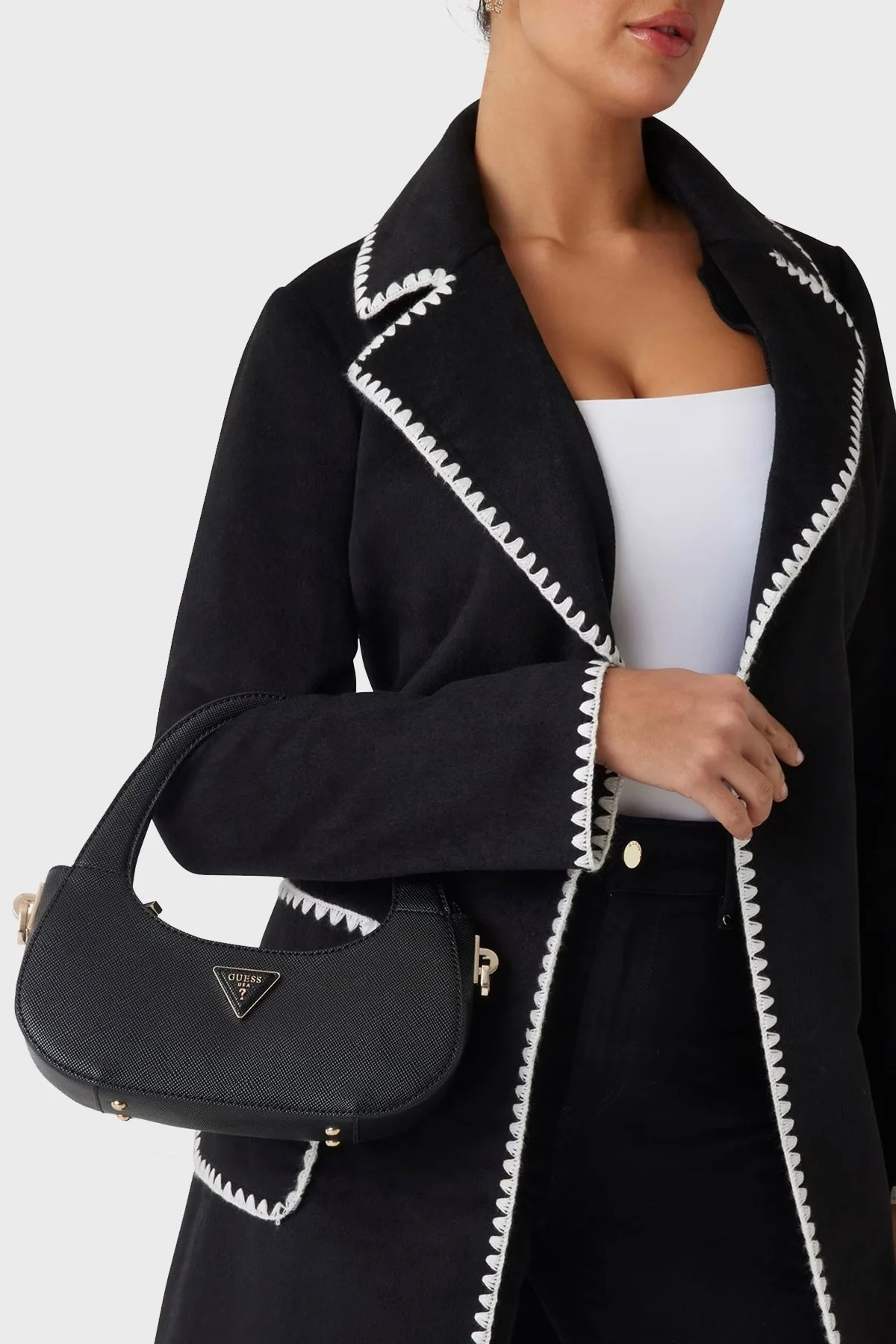 Guess Eco Jazlynn Logolu Çıkarılabilir Askılı Küçük HWEZG952301 Bayan Çanta HWEZG9 52301 BLA SİYAH - 7