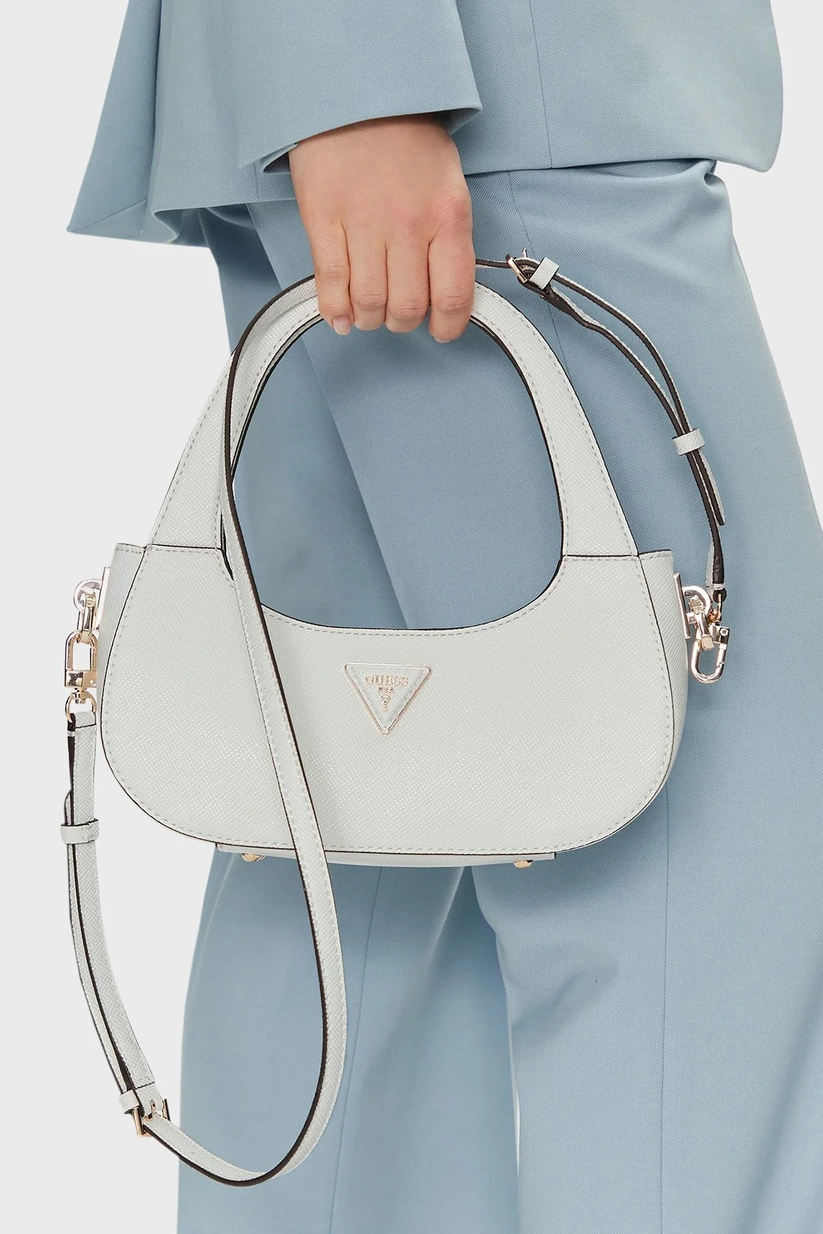 Guess Eco Jazlynn Logolu Çıkarılabilir Askılı Küçük HWEZG952301 Bayan Çanta HWEZG9 52301 WHI BEYAZ - 7