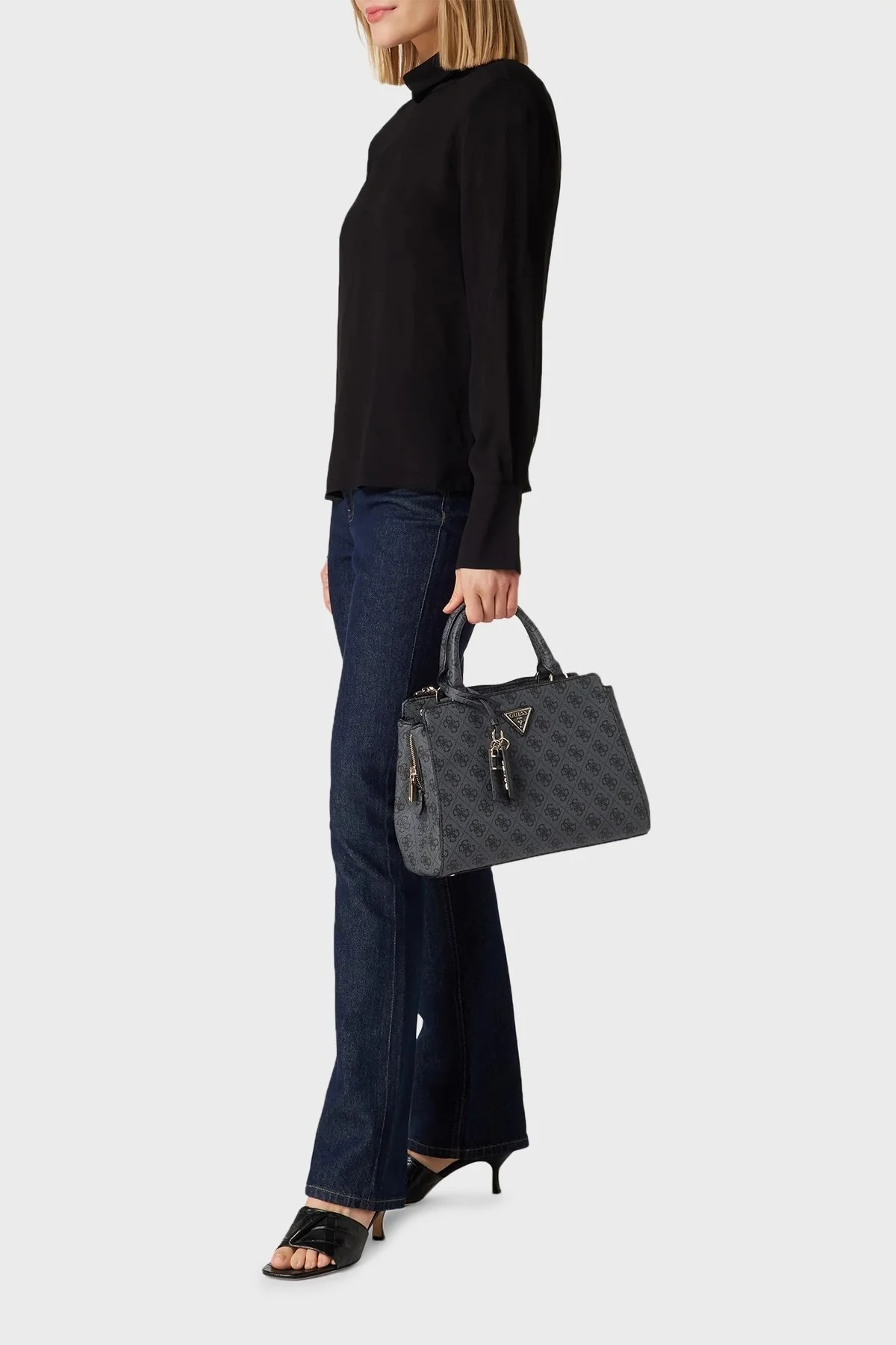 Guess Eco Logolu Çıkarılabilir Uzatma Askılı Bayan Çanta HWEBG876706 CLO ANTRASİT - 2