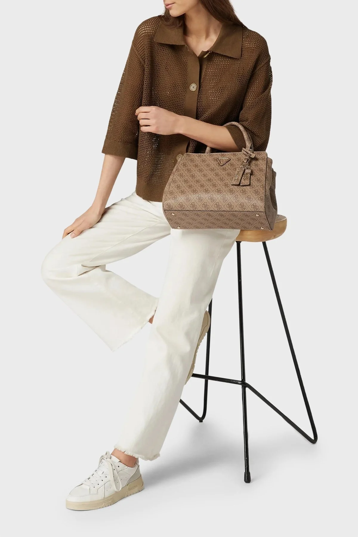 Guess Eco Logolu Çıkarılabilir Uzatma Askılı Bayan Çanta HWEBG876706 LTL KAHVE - 2