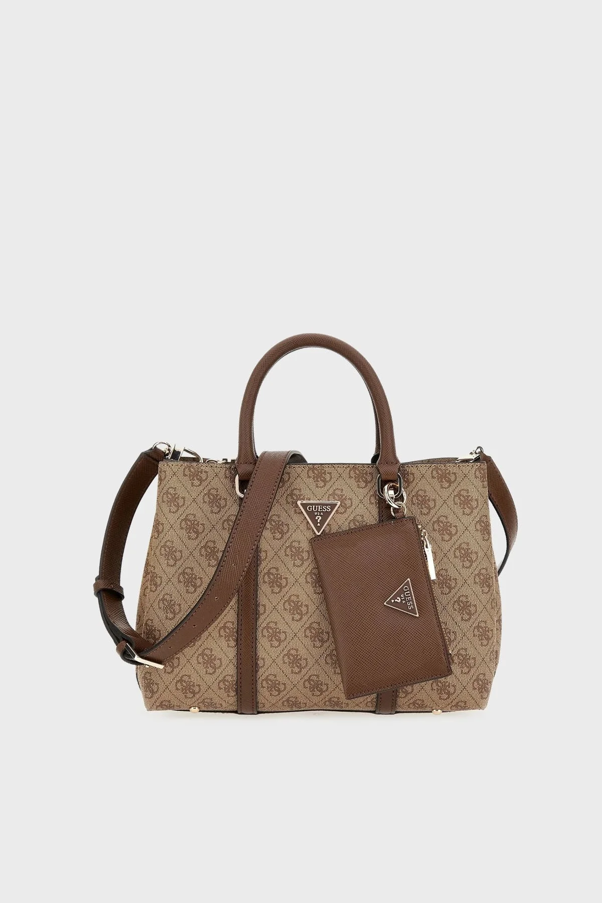 Guess Eco Logolu Mini Cüzdan Detaylı Çıkarılabilir Omuz Askılı Bayan Çanta HWESG896806 LGW KAHVE - 1