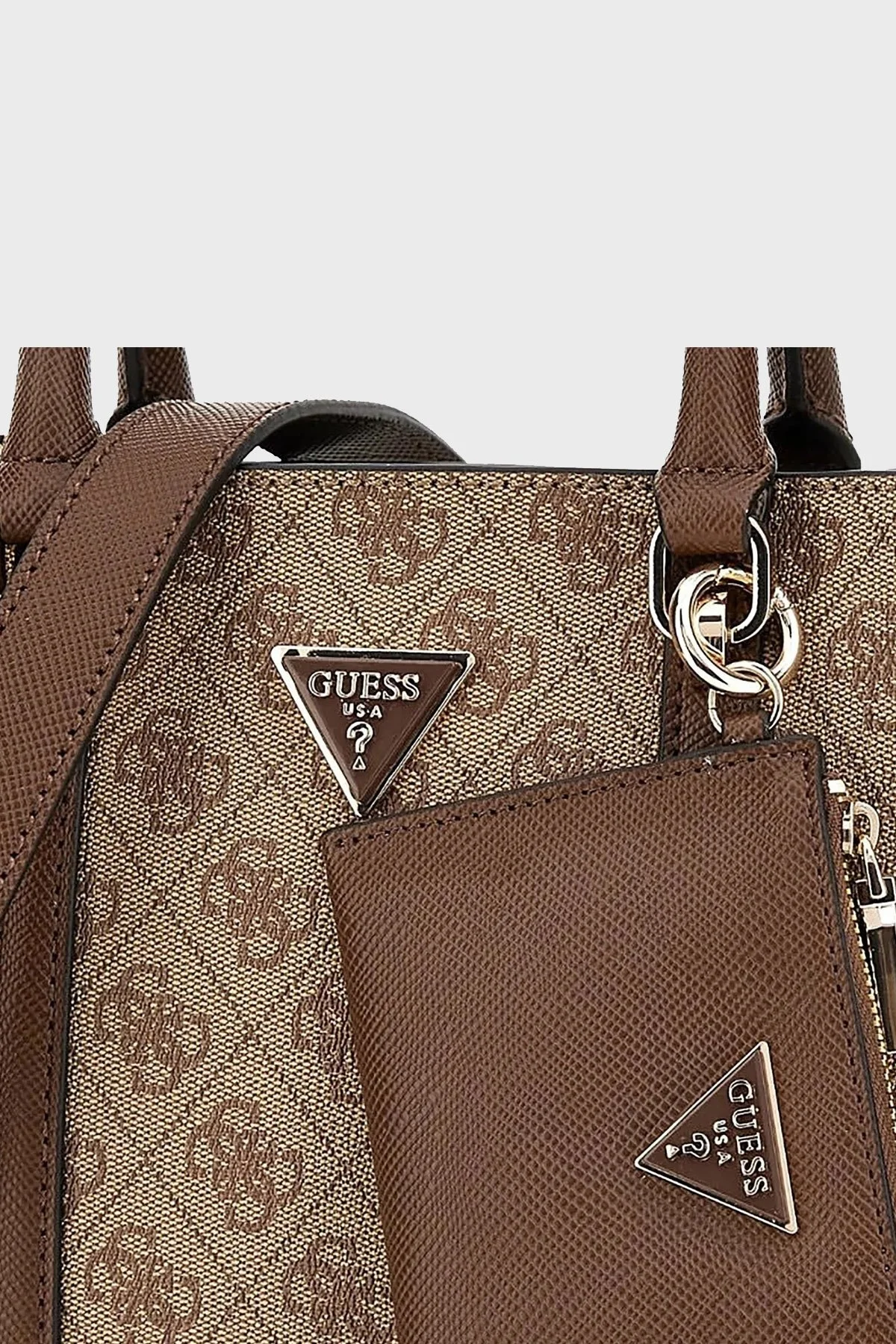 Guess Eco Logolu Mini Cüzdan Detaylı Çıkarılabilir Omuz Askılı Bayan Çanta HWESG896806 LGW KAHVE - 5