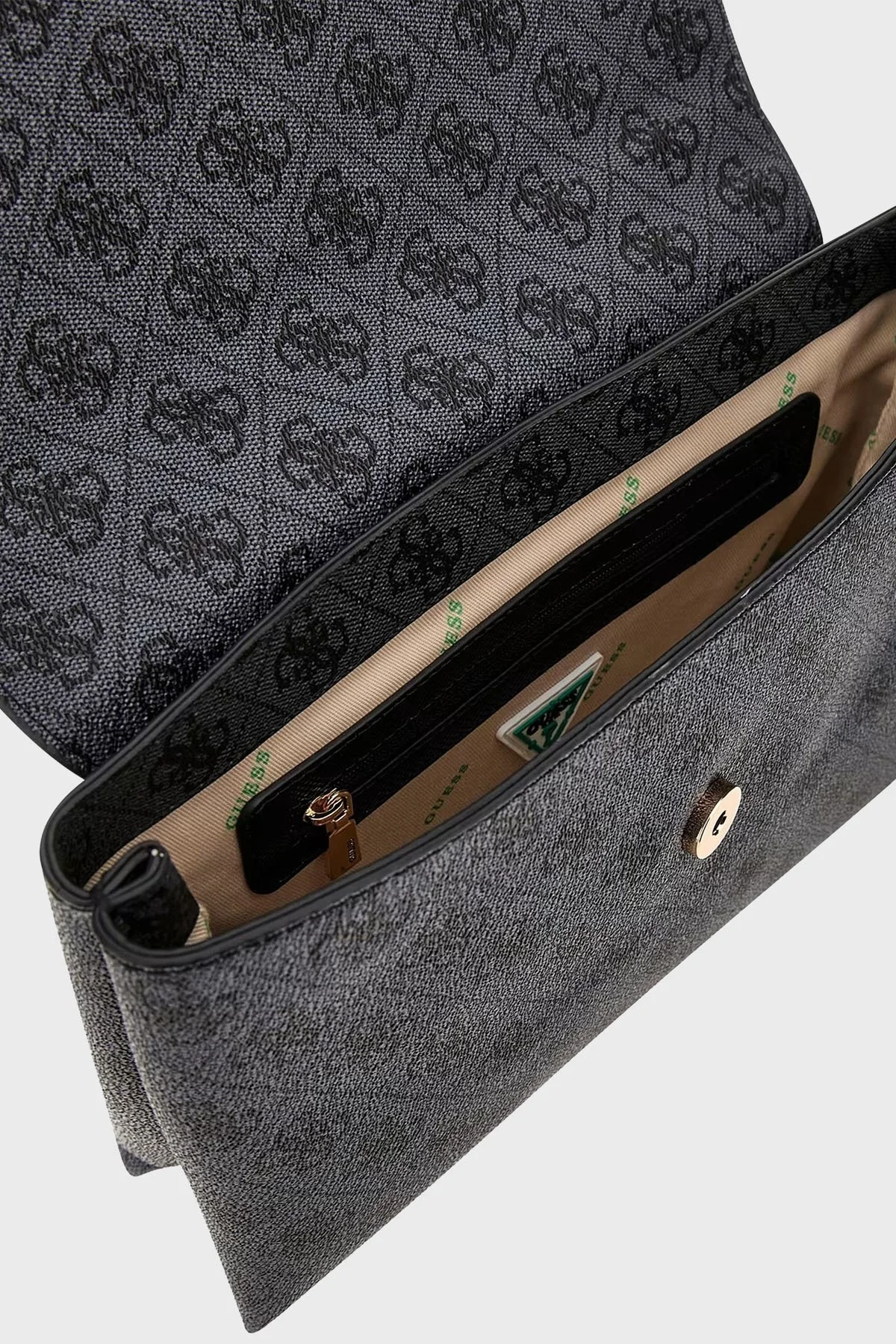 Guess Eco Mini Cüzdanlı Çıkarılabilir Zincir Askılı Bayan Çanta HWESG896820 CLO ANTRASİT - 3