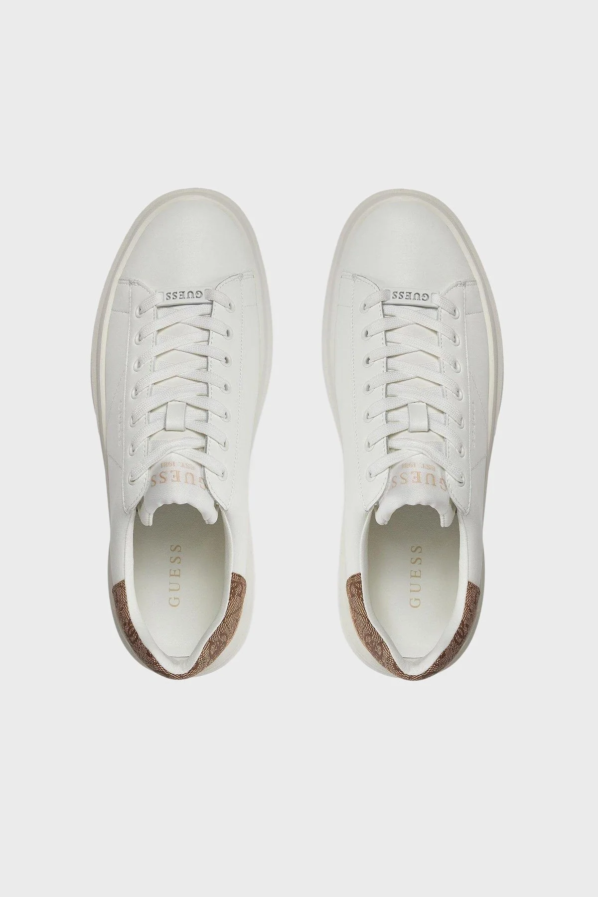 Guess Elba Deri Logolu Bağcıklı Sneaker FMPVIBLEA12 Erkek Ayakkabı FMPVIB LEA12 WBEIB BEYAZ - 2