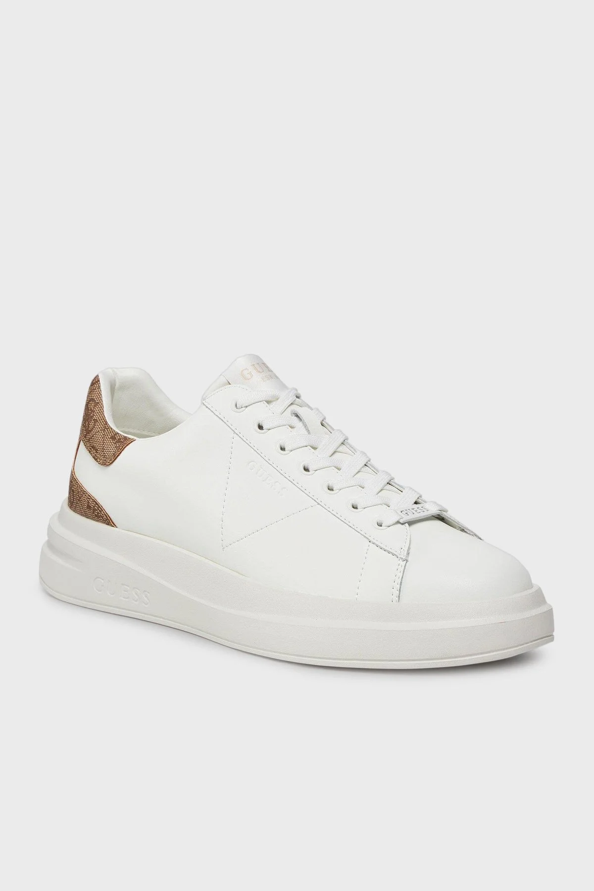 Guess Elba Deri Logolu Bağcıklı Sneaker FMPVIBLEA12 Erkek Ayakkabı FMPVIB LEA12 WBEIB BEYAZ - 3