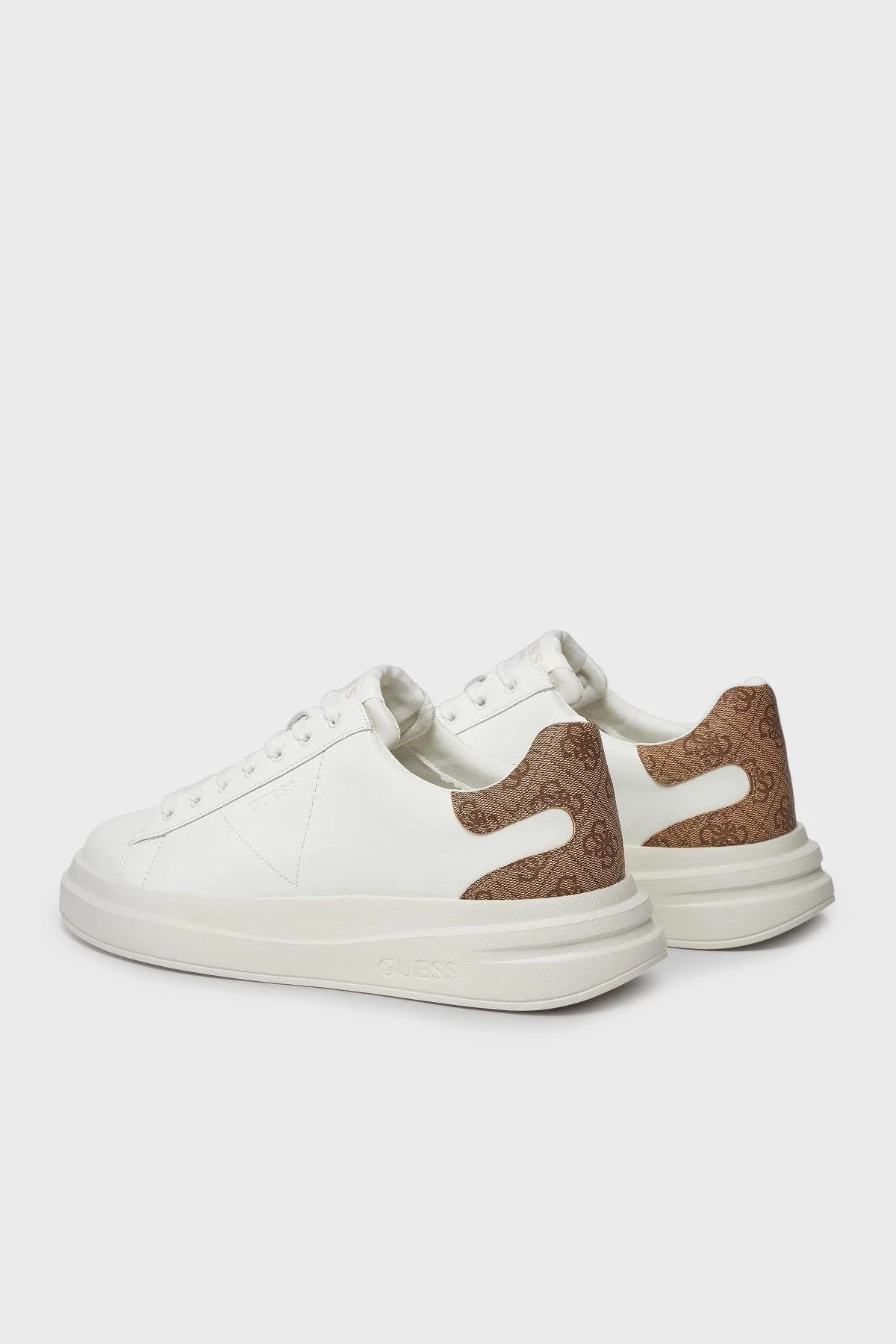 Guess Elba Deri Logolu Bağcıklı Sneaker FMPVIBLEA12 Erkek Ayakkabı FMPVIB LEA12 WBEIB BEYAZ - 4