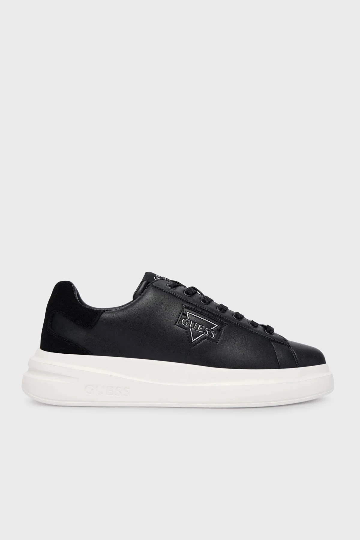Guess Elba Deri Logolu Sneaker FMFBANLEL12 Erkek Ayakkabı FMFBAN LEL12 BLACK SİYAH - 1