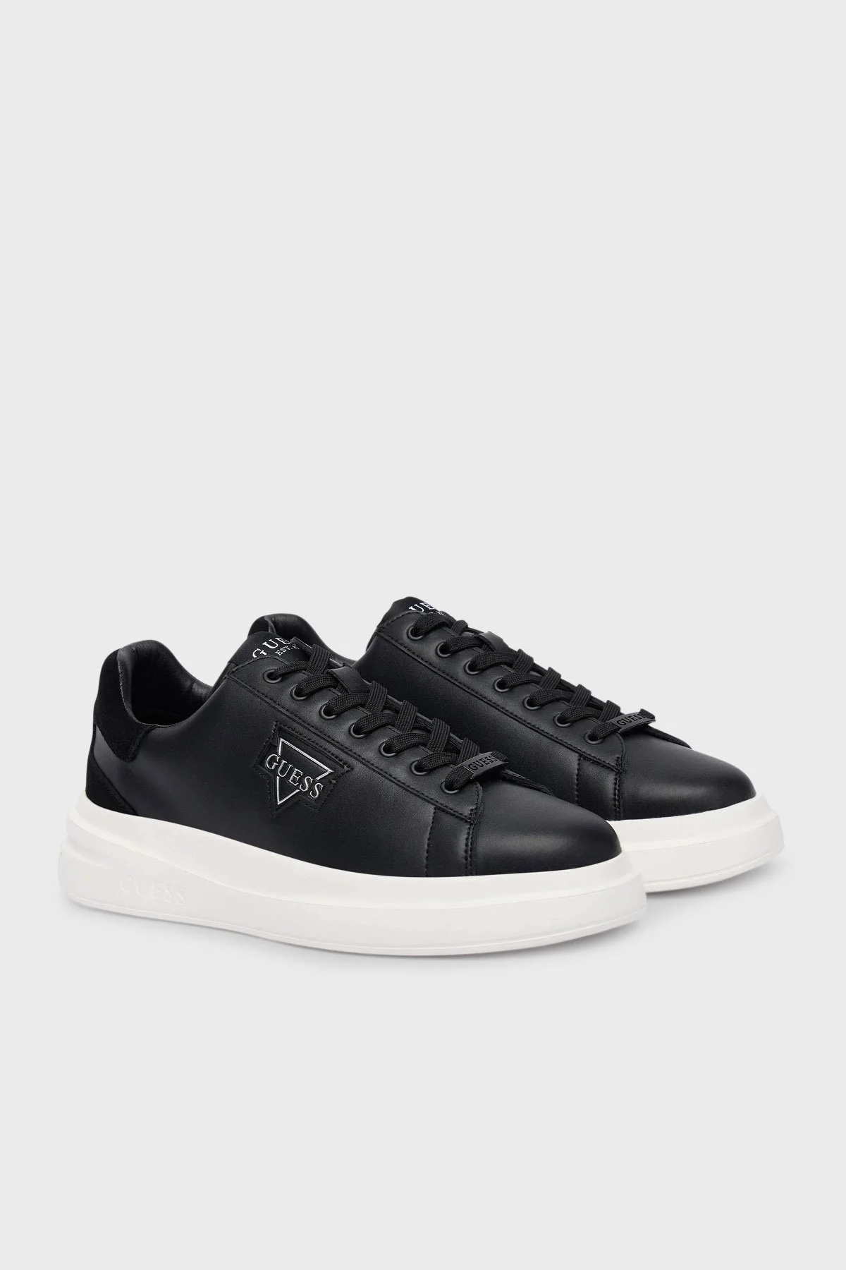 Guess Elba Deri Logolu Sneaker FMFBANLEL12 Erkek Ayakkabı FMFBAN LEL12 BLACK SİYAH - 2