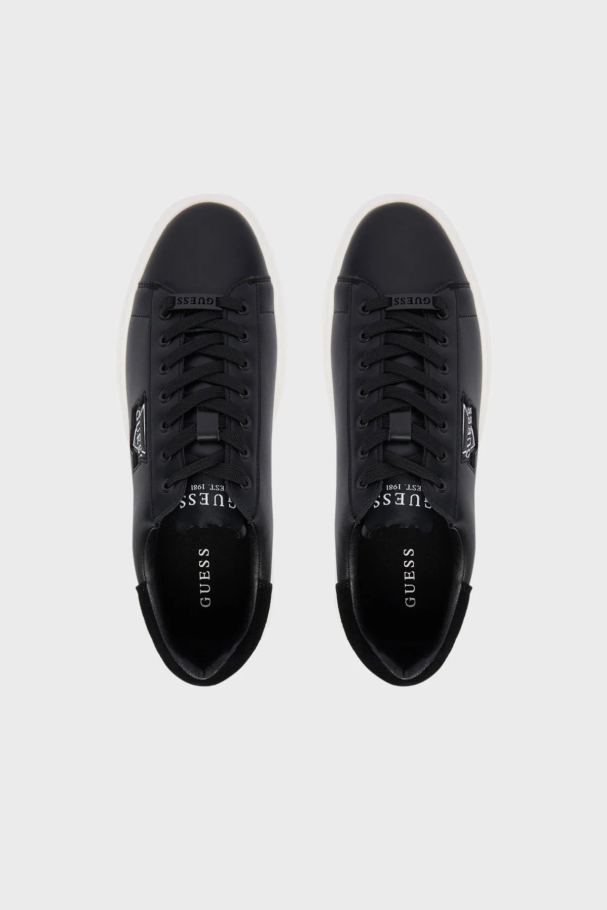 Guess Elba Deri Logolu Sneaker FMFBANLEL12 Erkek Ayakkabı FMFBAN LEL12 BLACK SİYAH - 3