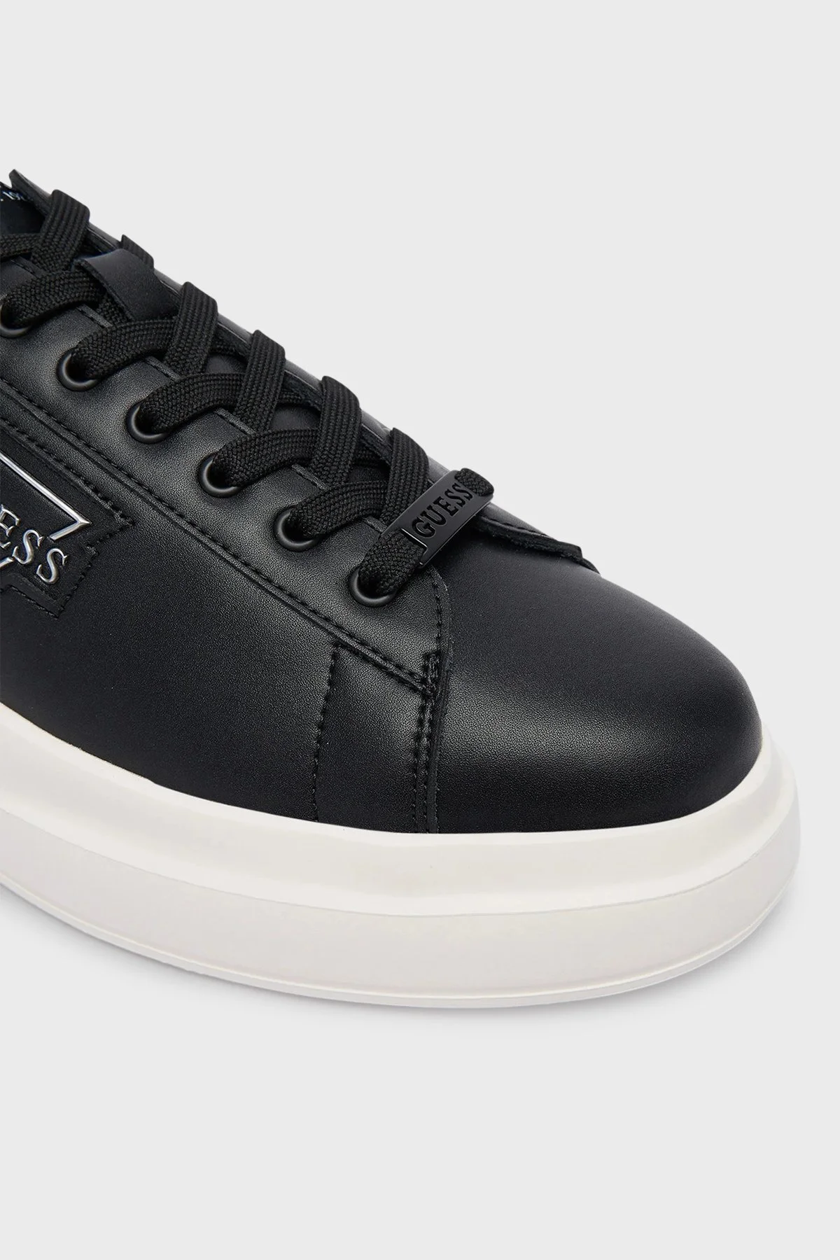 Guess Elba Deri Logolu Sneaker FMFBANLEL12 Erkek Ayakkabı FMFBAN LEL12 BLACK SİYAH - 4