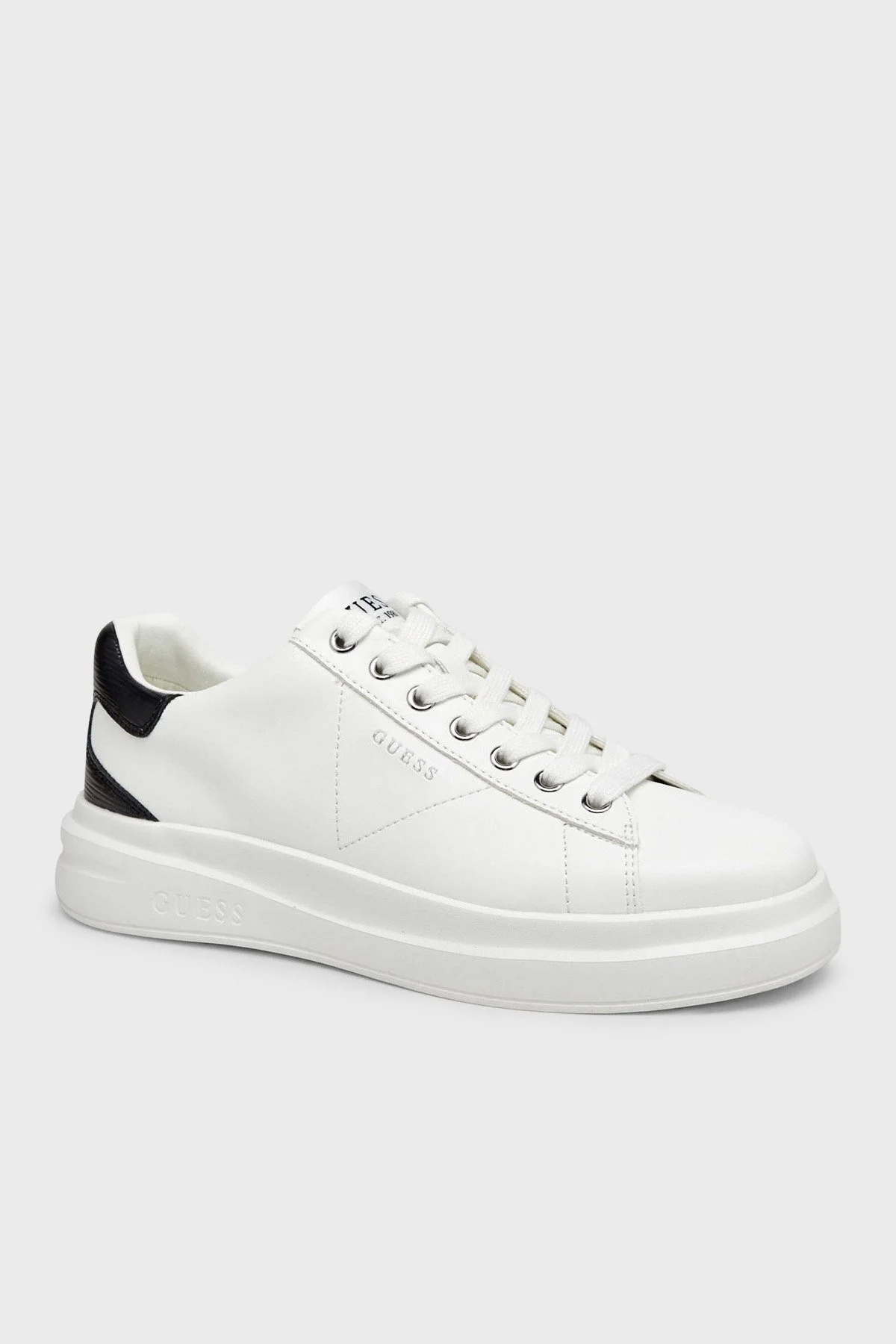 Guess Elba Deri Logolu Sneaker FMTEL4LEA12 Erkek Ayakkabı FMTEL4 LEA12 WHITE Beyaz - 1