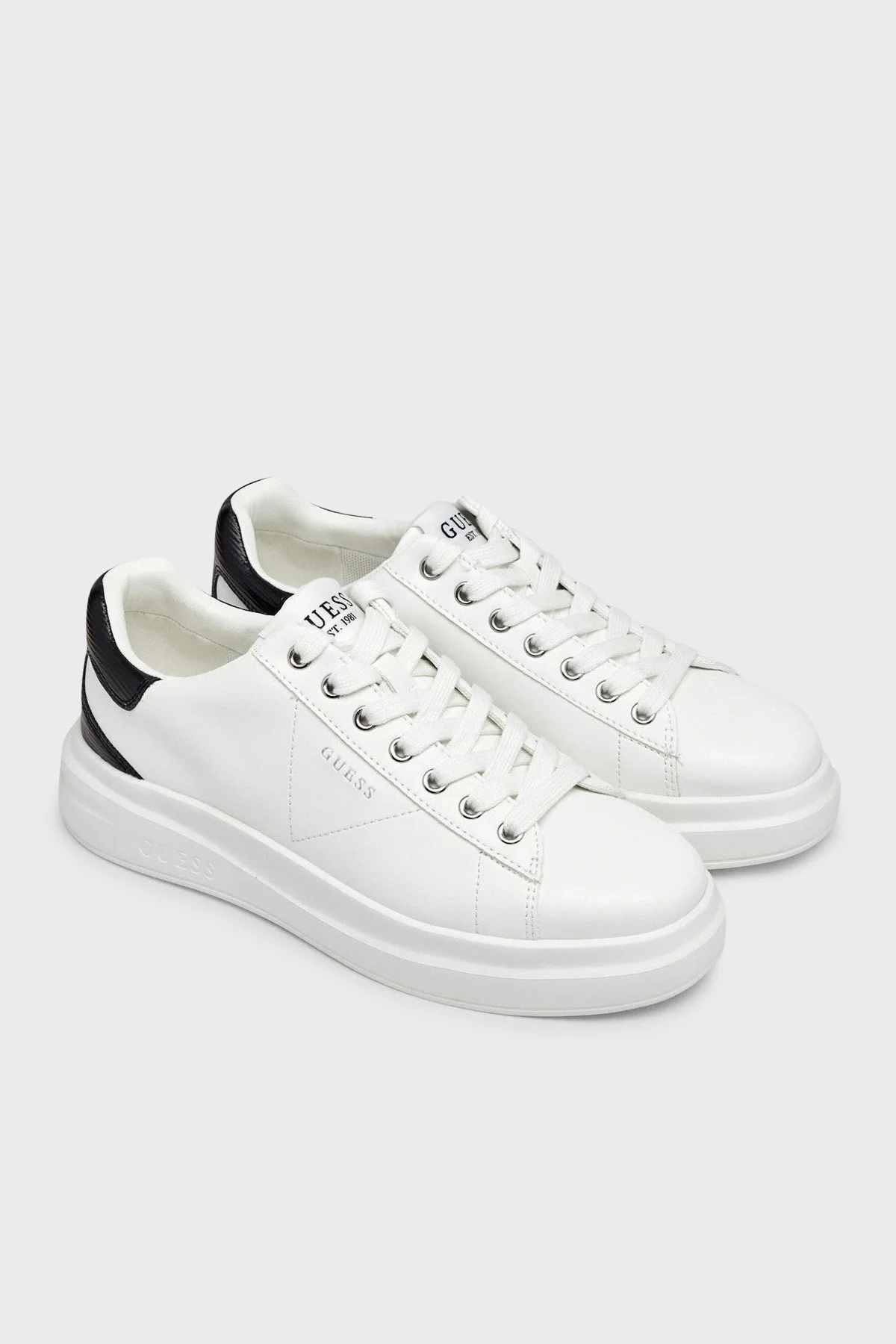 Guess Elba Deri Logolu Sneaker FMTEL4LEA12 Erkek Ayakkabı FMTEL4 LEA12 WHITE Beyaz - 2