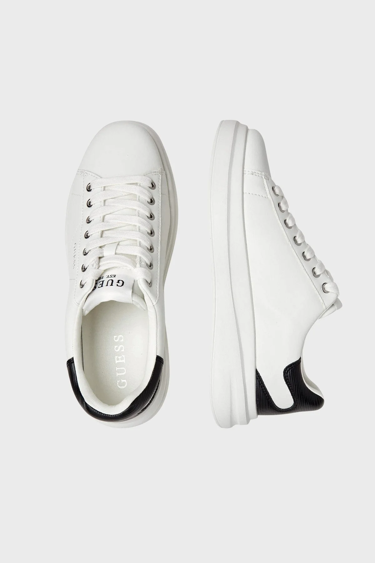 Guess Elba Deri Logolu Sneaker FMTEL4LEA12 Erkek Ayakkabı FMTEL4 LEA12 WHITE Beyaz - 3