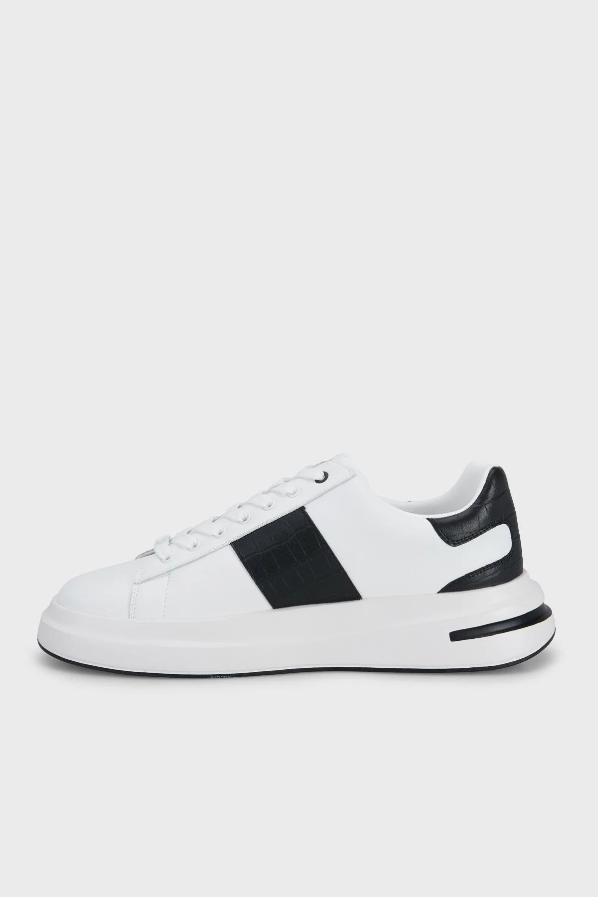Guess Elba Logolu Deri Sneaker FMFEALLEL12 Erkek Ayakkabı FMFEAL LEL12 WHIBK Beyaz-siyah - 2