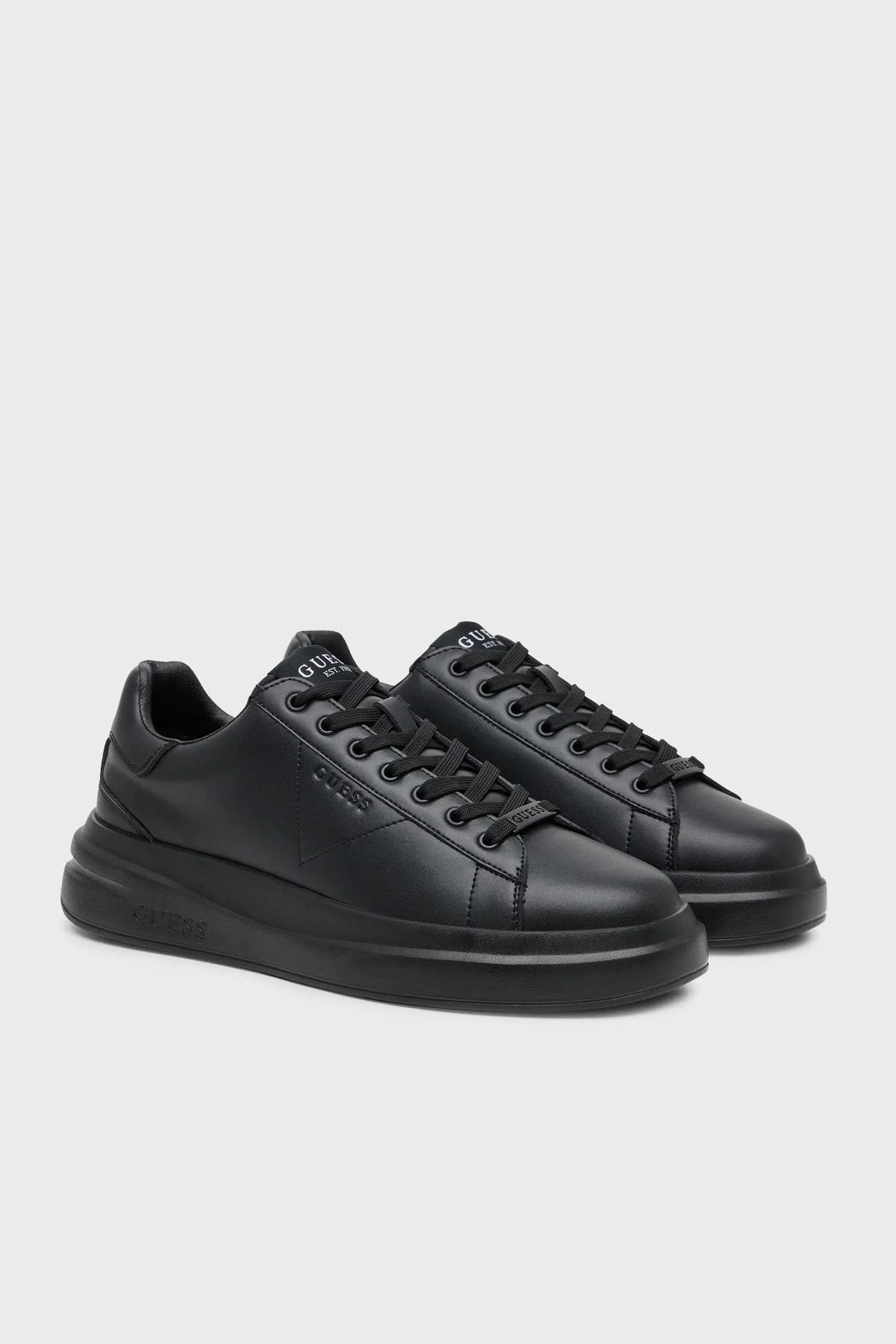 Guess Elba Logolu Kalın Tabanlı Sneaker FMJLBALEA12 Erkek Ayakkabı FMJLBA LEA12 BLACK SİYAH - 8