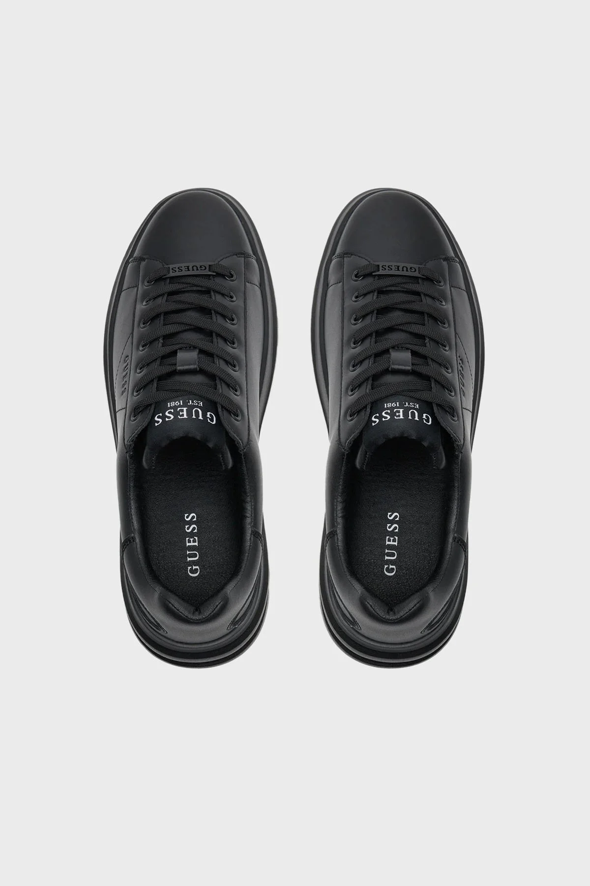 Guess Elba Logolu Kalın Tabanlı Sneaker FMJLBALEA12 Erkek Ayakkabı FMJLBA LEA12 BLACK SİYAH - 9