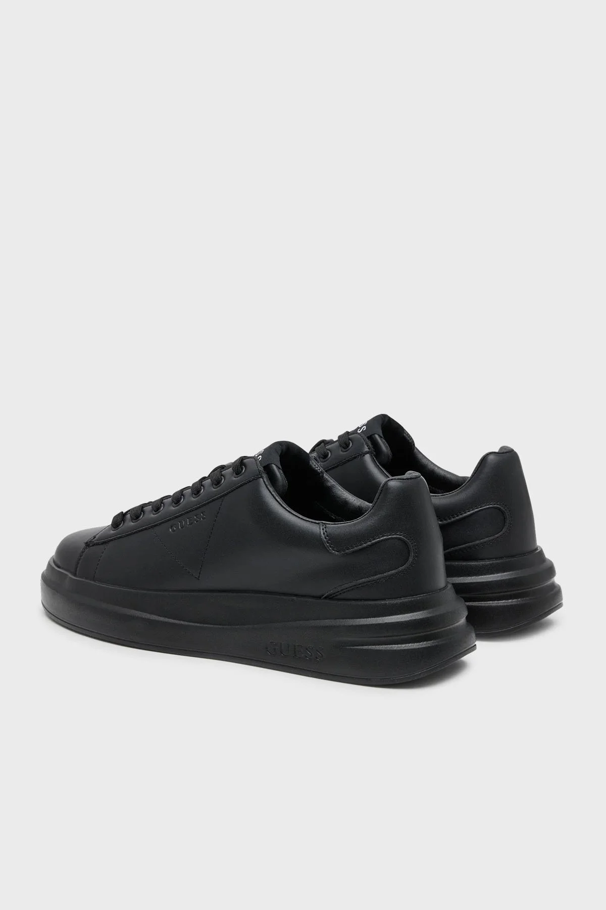Guess Elba Logolu Kalın Tabanlı Sneaker FMJLBALEA12 Erkek Ayakkabı FMJLBA LEA12 BLACK SİYAH - 10