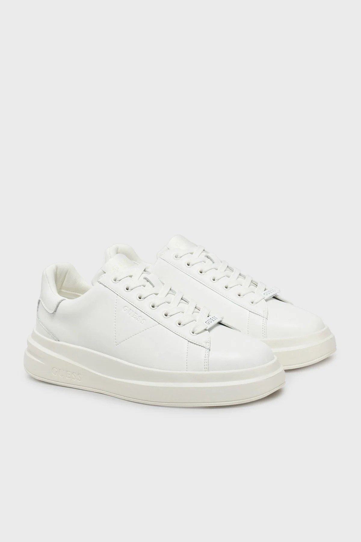 Guess Elba Logolu Kalın Tabanlı Sneaker FMJLBALEA12 Erkek Ayakkabı FMJLBA LEA12 WHITE BEYAZ - 8