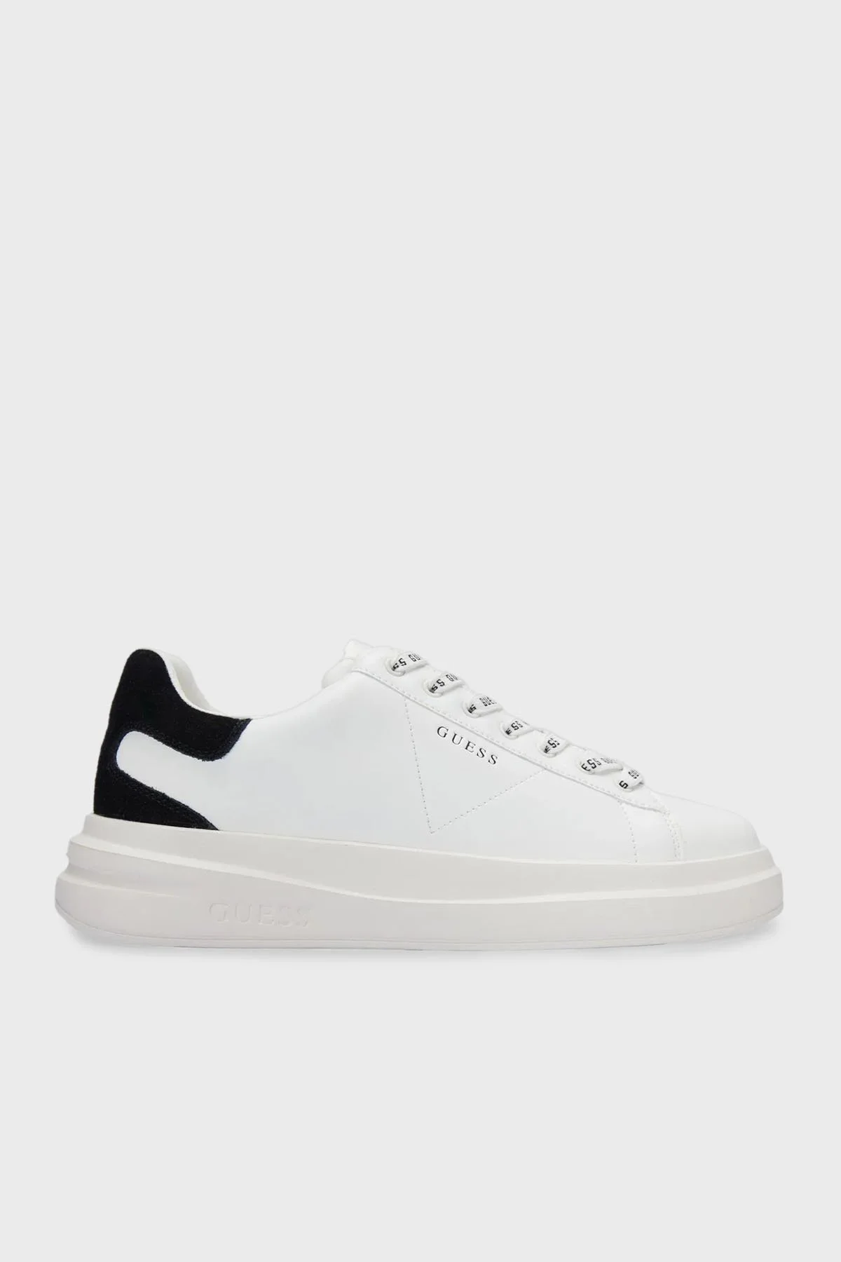 Guess Elba Logolu Kalın Tabanlı Sneaker FMPVIBSUE12 Erkek Ayakkabı FMPVIB SUE12 WHIBK BEYAZ-SİYAH - 6