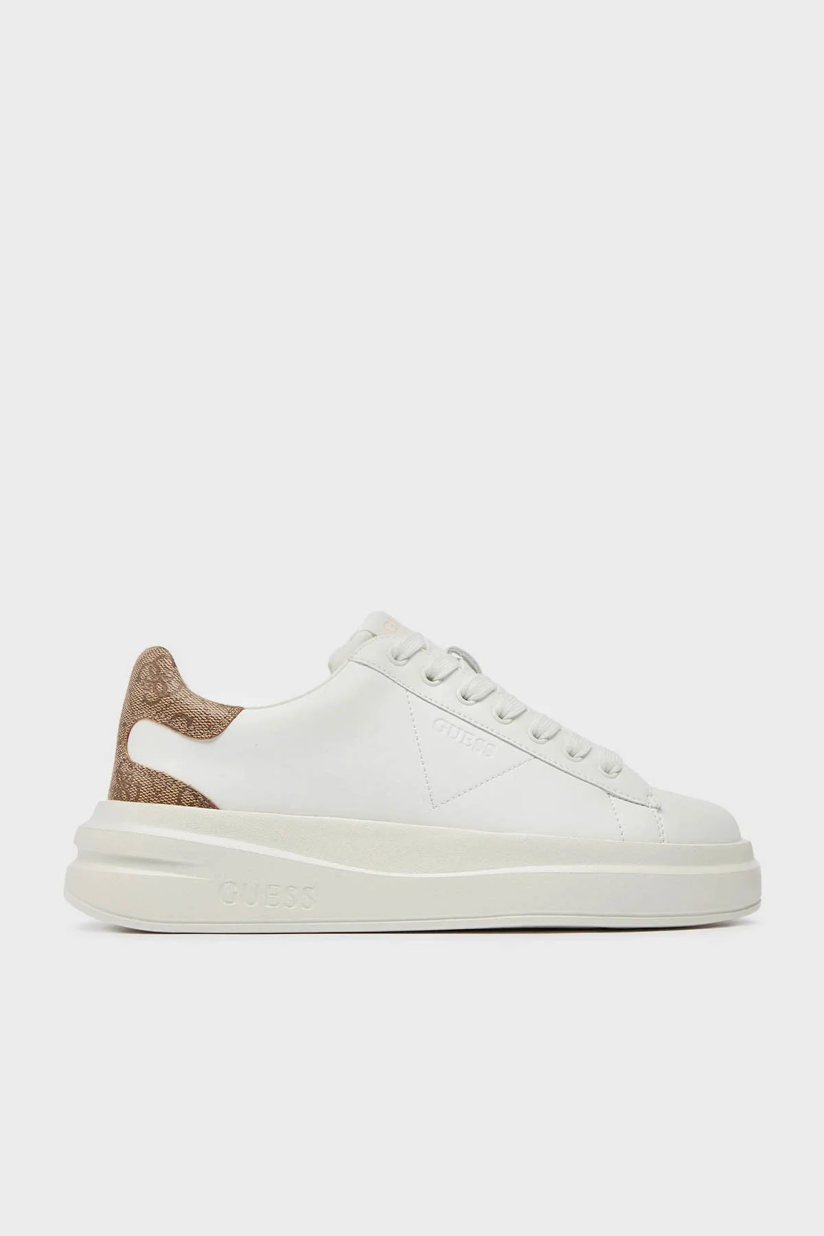 Guess Elbina Hakiki Deri Sneaker FLJELBFAL12 Kadın Ayakkabı FLJELB FAL12 WHBEI BEYAZ-BEJ - 1