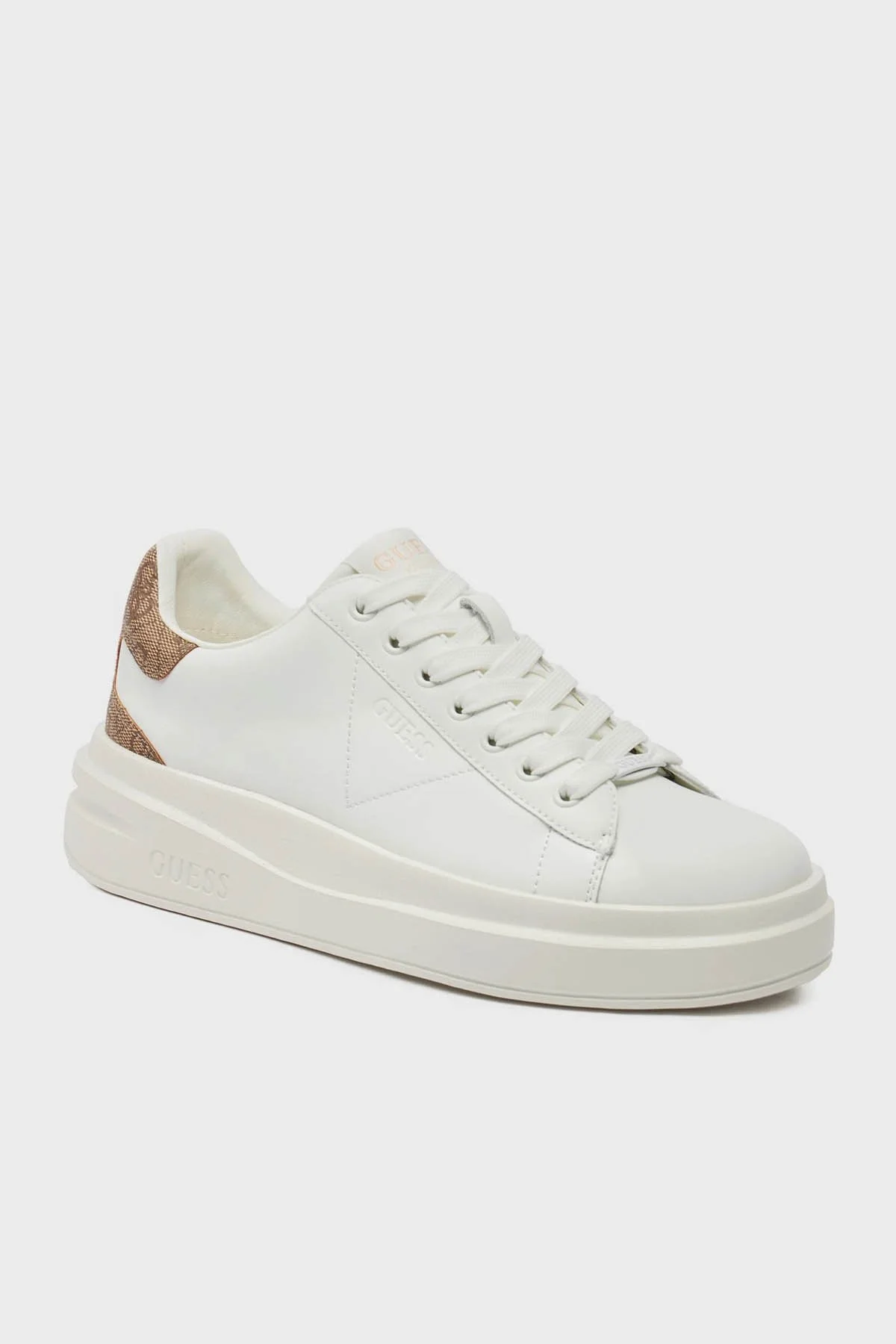 Guess Elbina Hakiki Deri Sneaker FLJELBFAL12 Kadın Ayakkabı FLJELB FAL12 WHBEI BEYAZ-BEJ - 2