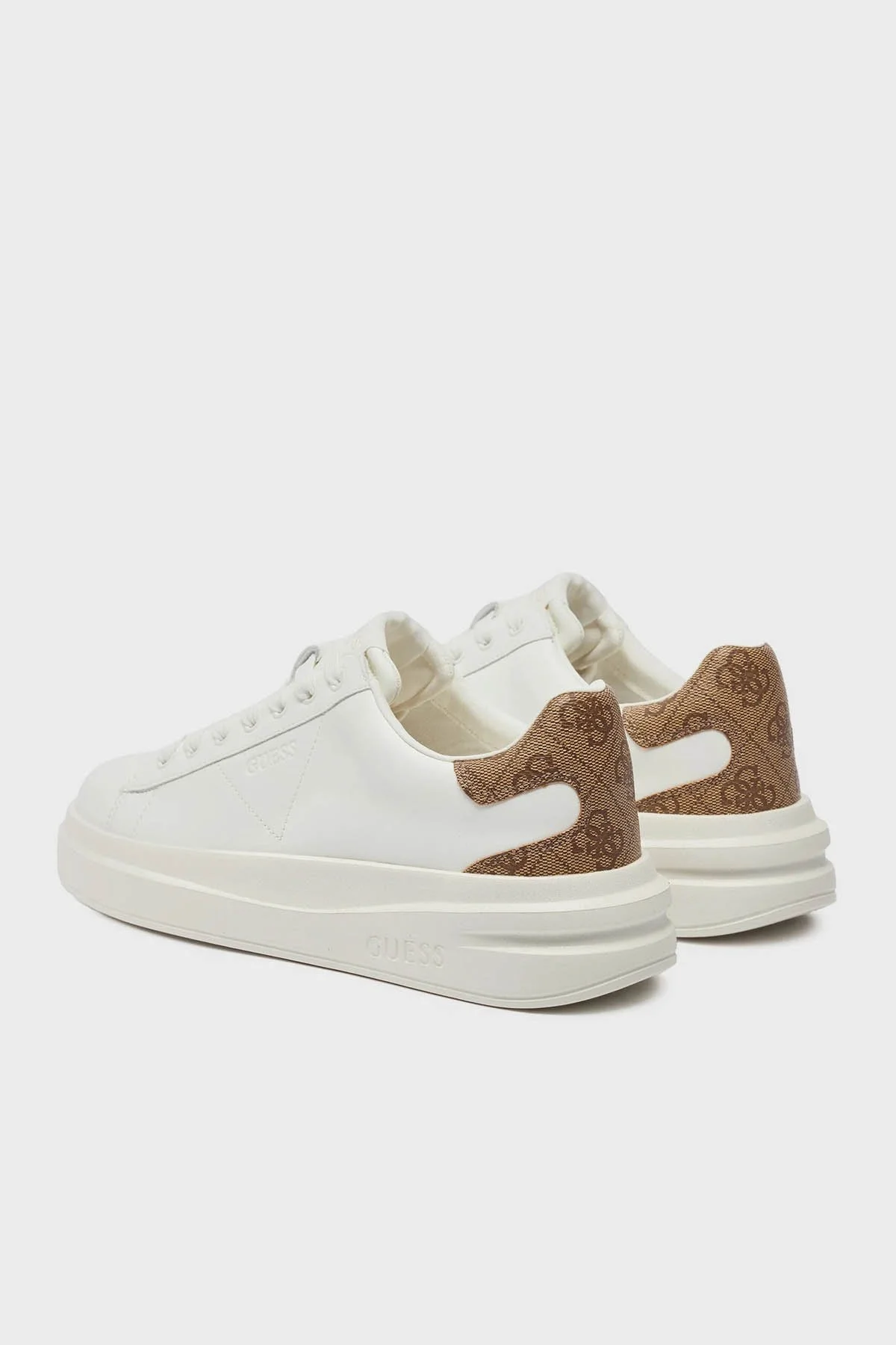 Guess Elbina Hakiki Deri Sneaker FLJELBFAL12 Kadın Ayakkabı FLJELB FAL12 WHBEI BEYAZ-BEJ - 3