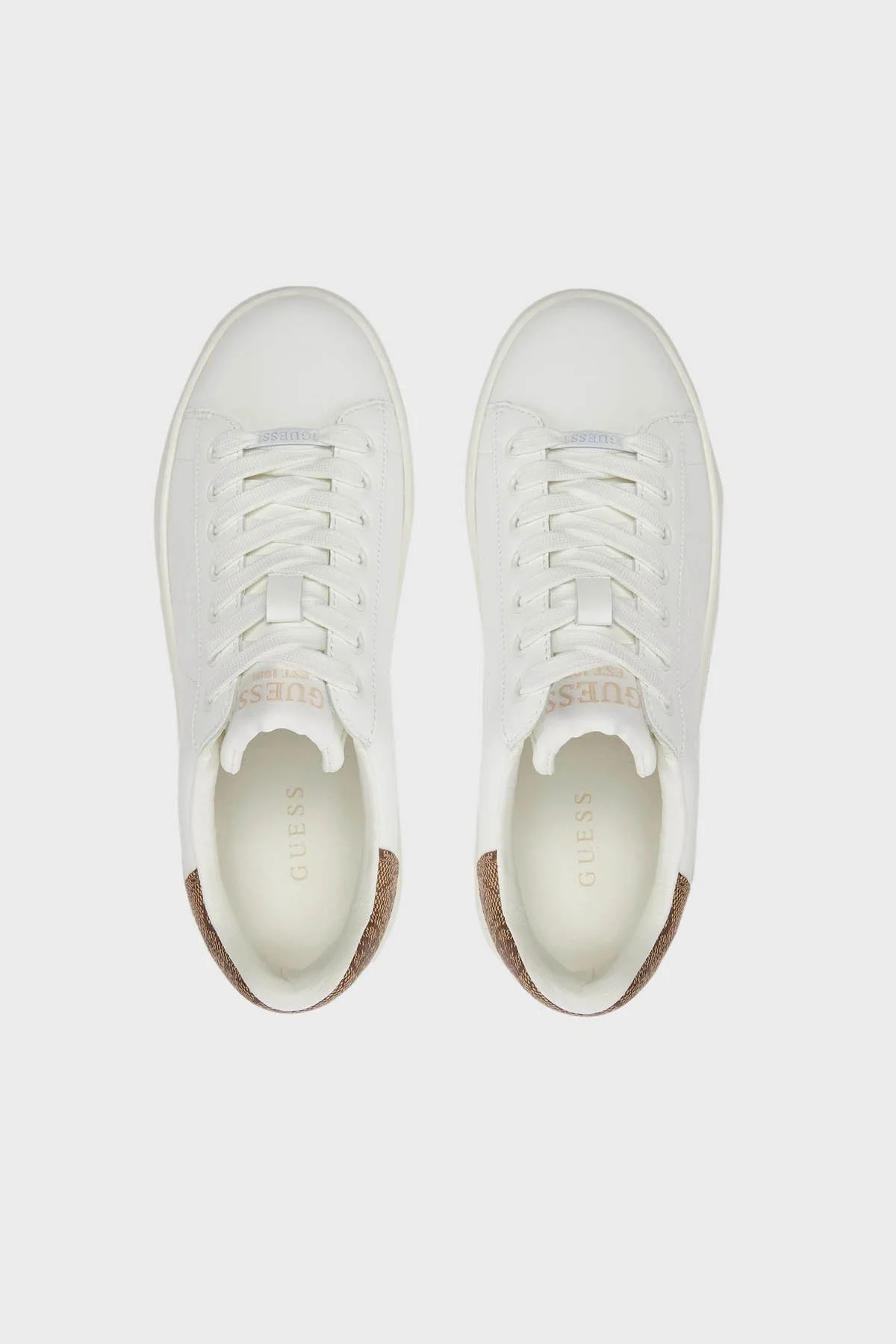 Guess Elbina Hakiki Deri Sneaker FLJELBFAL12 Kadın Ayakkabı FLJELB FAL12 WHBEI BEYAZ-BEJ - 5