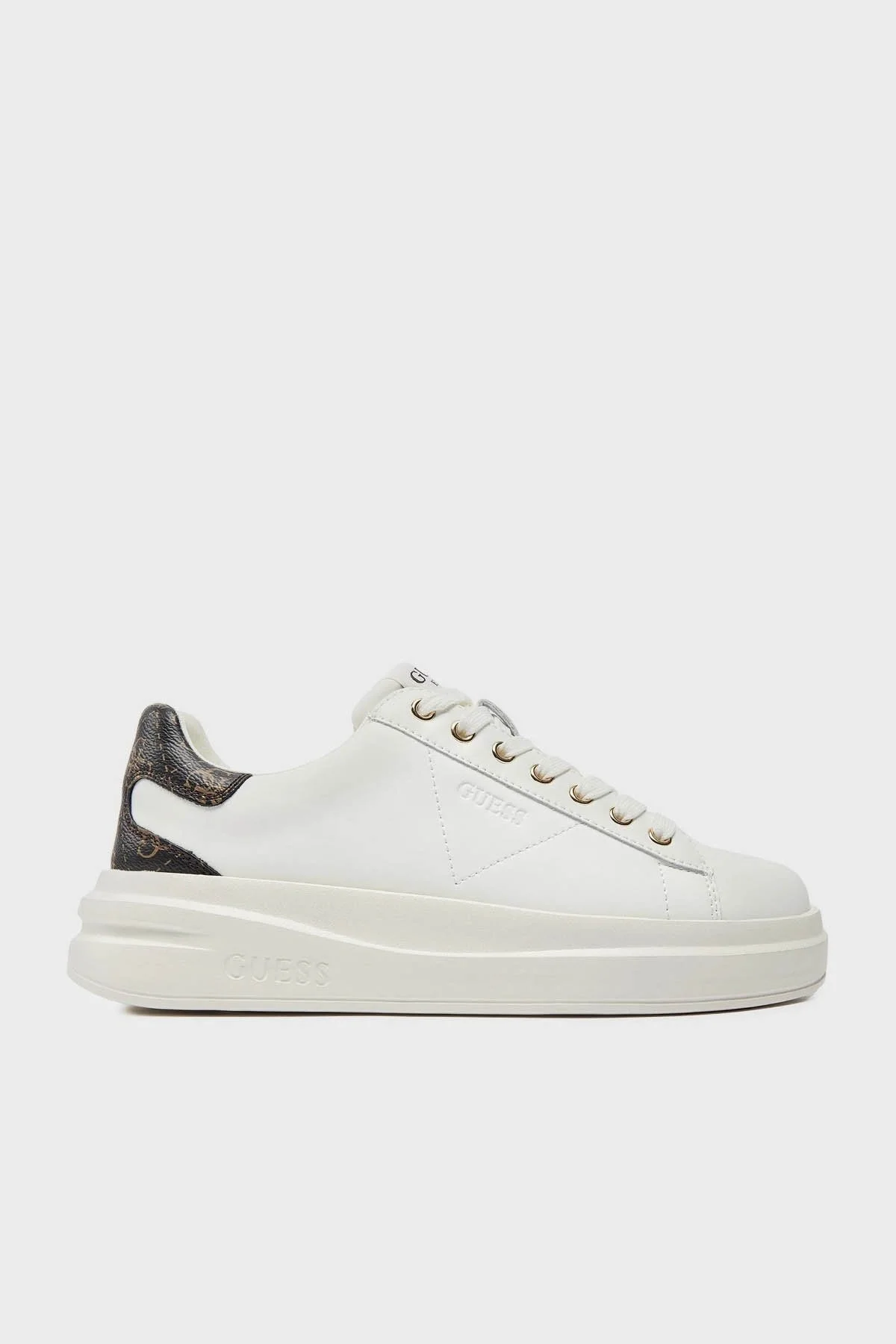 Guess Elbina Hakiki Deri Sneaker FLJELBFAL12 Bayan Ayakkabı FLJELB FAL12 WHBRO BEYAZ-KAHVE - 7