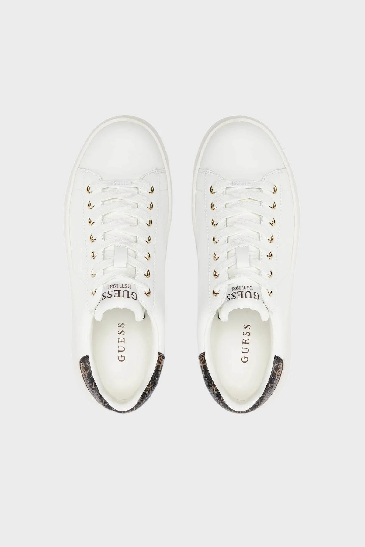 Guess Elbina Hakiki Deri Sneaker FLJELBFAL12 Bayan Ayakkabı FLJELB FAL12 WHBRO BEYAZ-KAHVE - 11