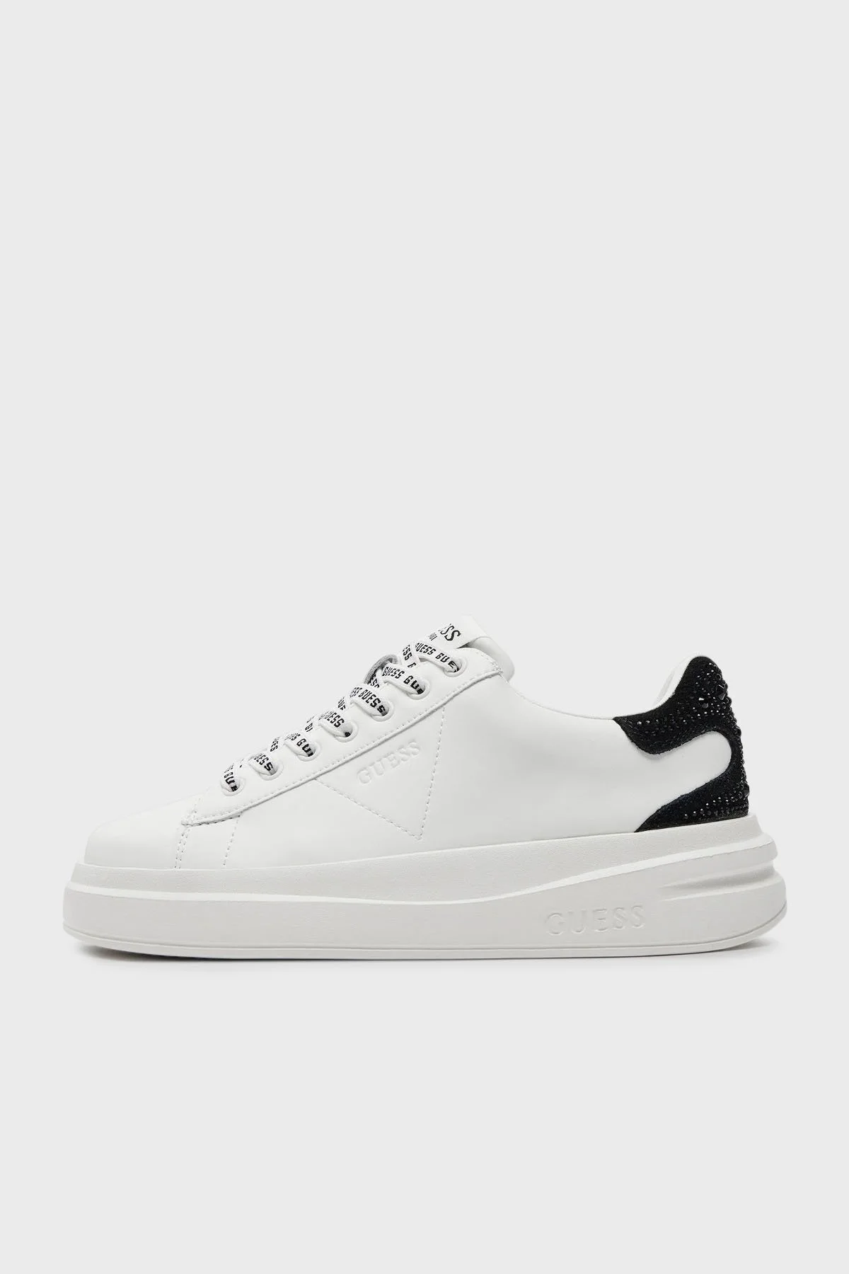 Guess Elbina Logolu Taşlı Sneaker FLTELBLEA12 Bayan Ayakkabı FLTELB LEA12 WHBLK BEYAZ-SİYAH - 3