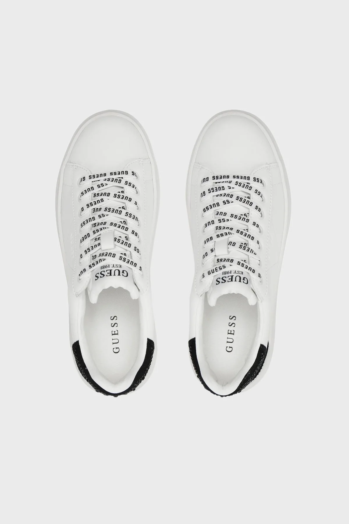 Guess Elbina Logolu Taşlı Sneaker FLTELBLEA12 Bayan Ayakkabı FLTELB LEA12 WHBLK BEYAZ-SİYAH - 5