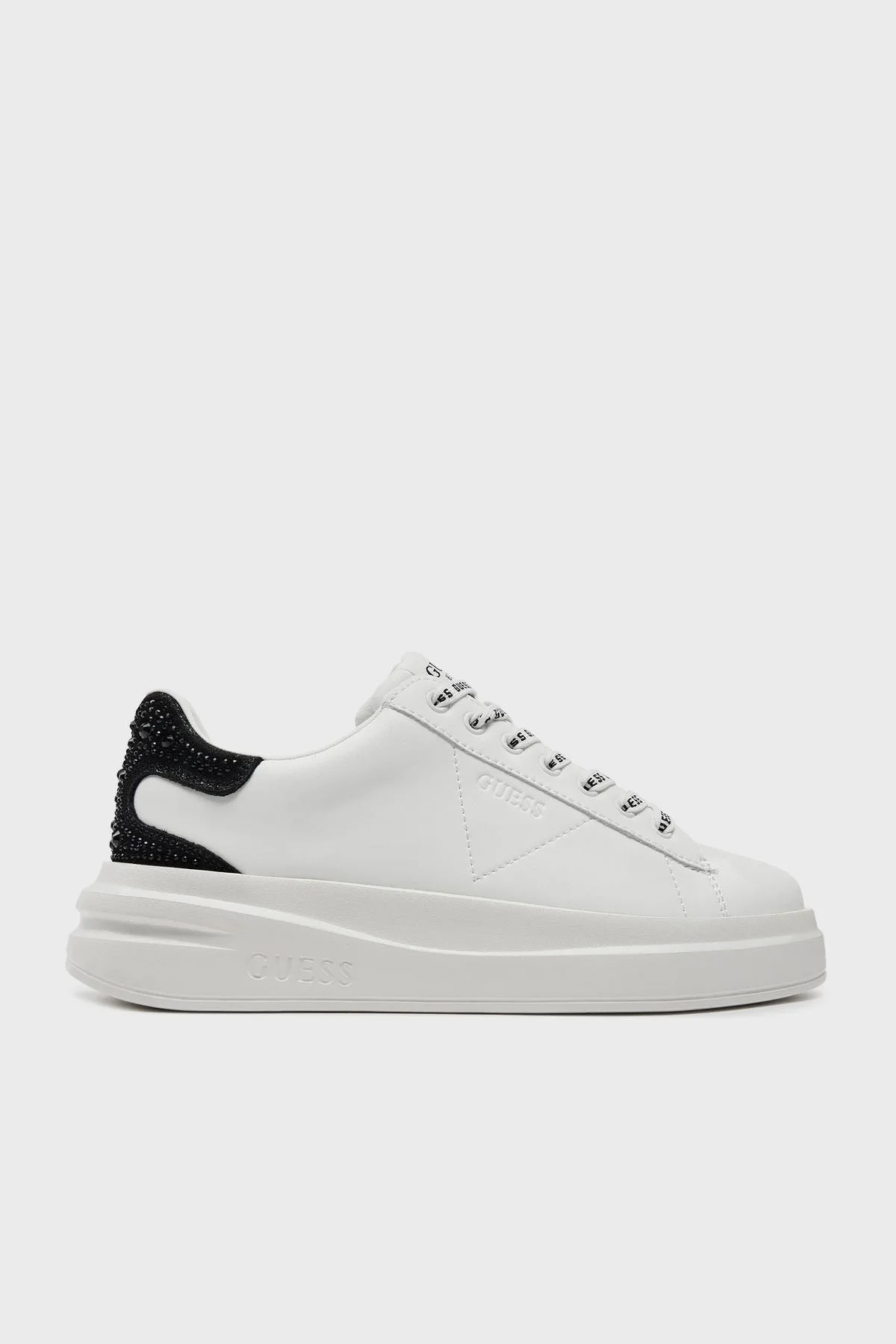 Guess Elbina Logolu Taşlı Sneaker FLTELBLEA12 Bayan Ayakkabı FLTELB LEA12 WHBLK BEYAZ-SİYAH - 1