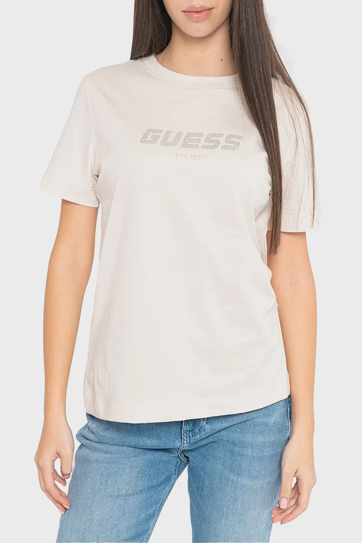 Guess Eleanora Pamuklu Regular Fit V4RI10K8HM4 Bayan T Shirt V4RI10 K8HM4 G9L9 TAŞ - 1