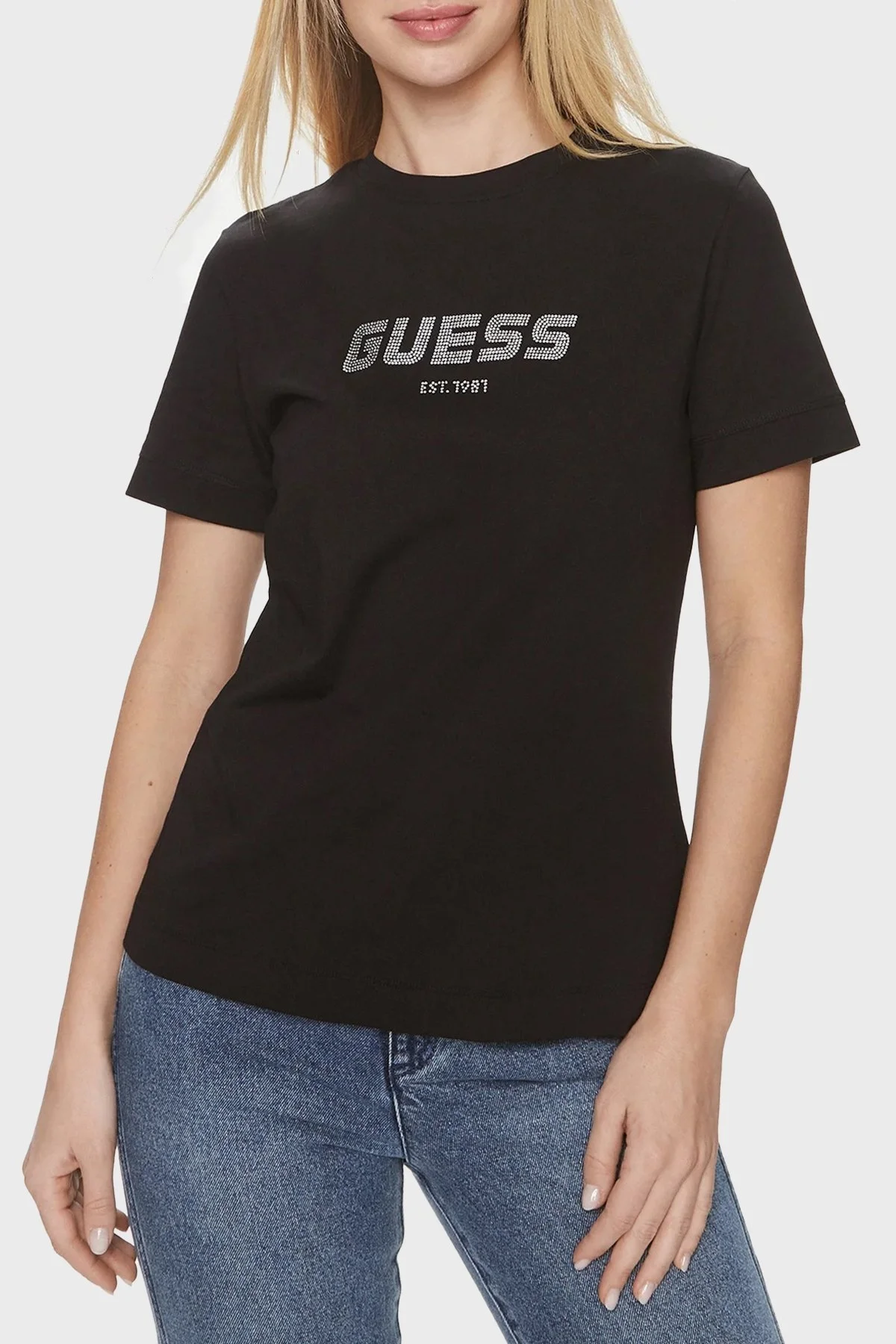 Guess Eleanora Pamuklu Regular Fit V4RI10K8HM4 Bayan T Shirt V4RI10 K8HM4 JBLK SİYAH - 1