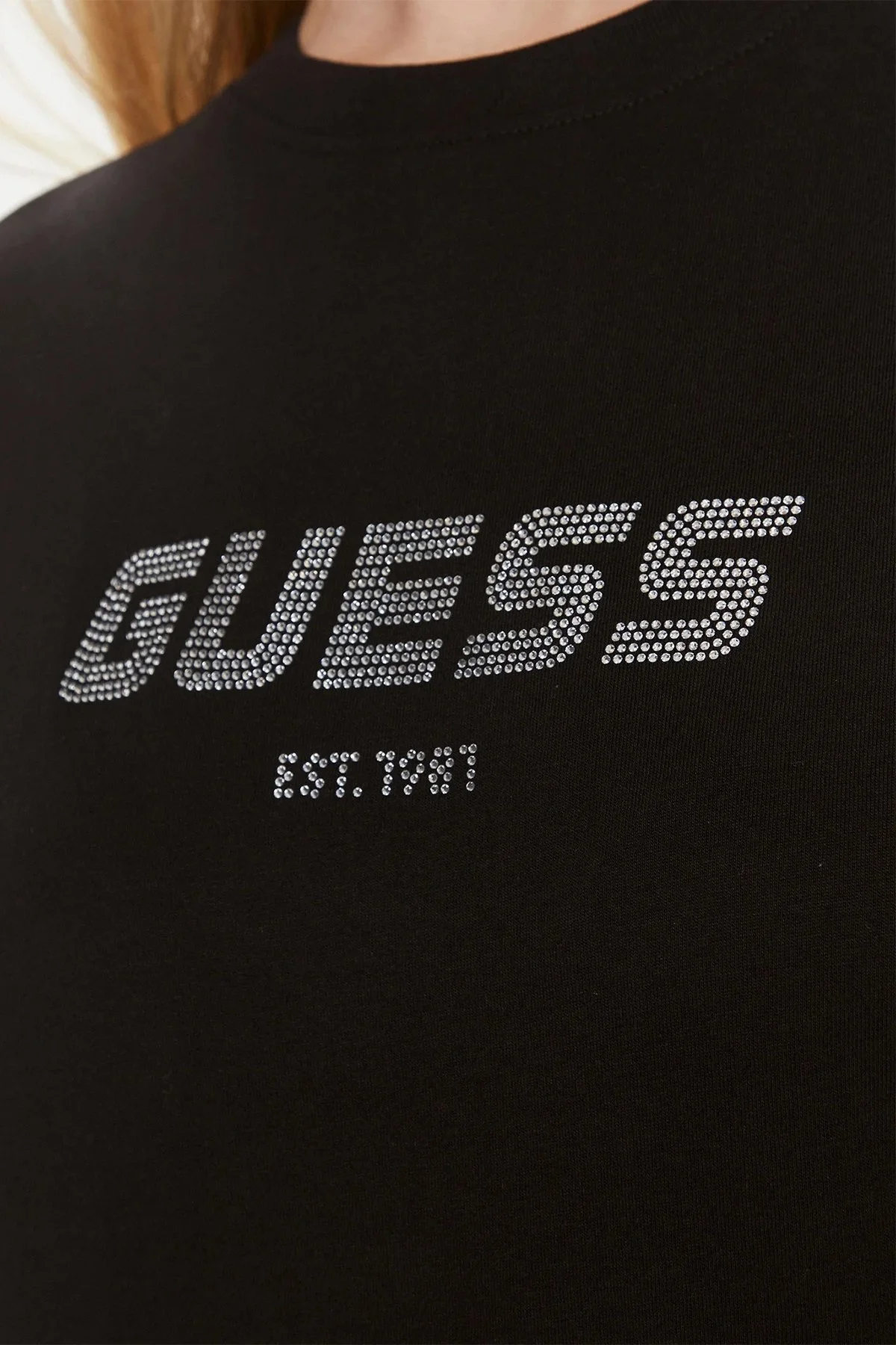 Guess Eleanora Pamuklu Regular Fit V4RI10K8HM4 Bayan T Shirt V4RI10 K8HM4 JBLK SİYAH - 5