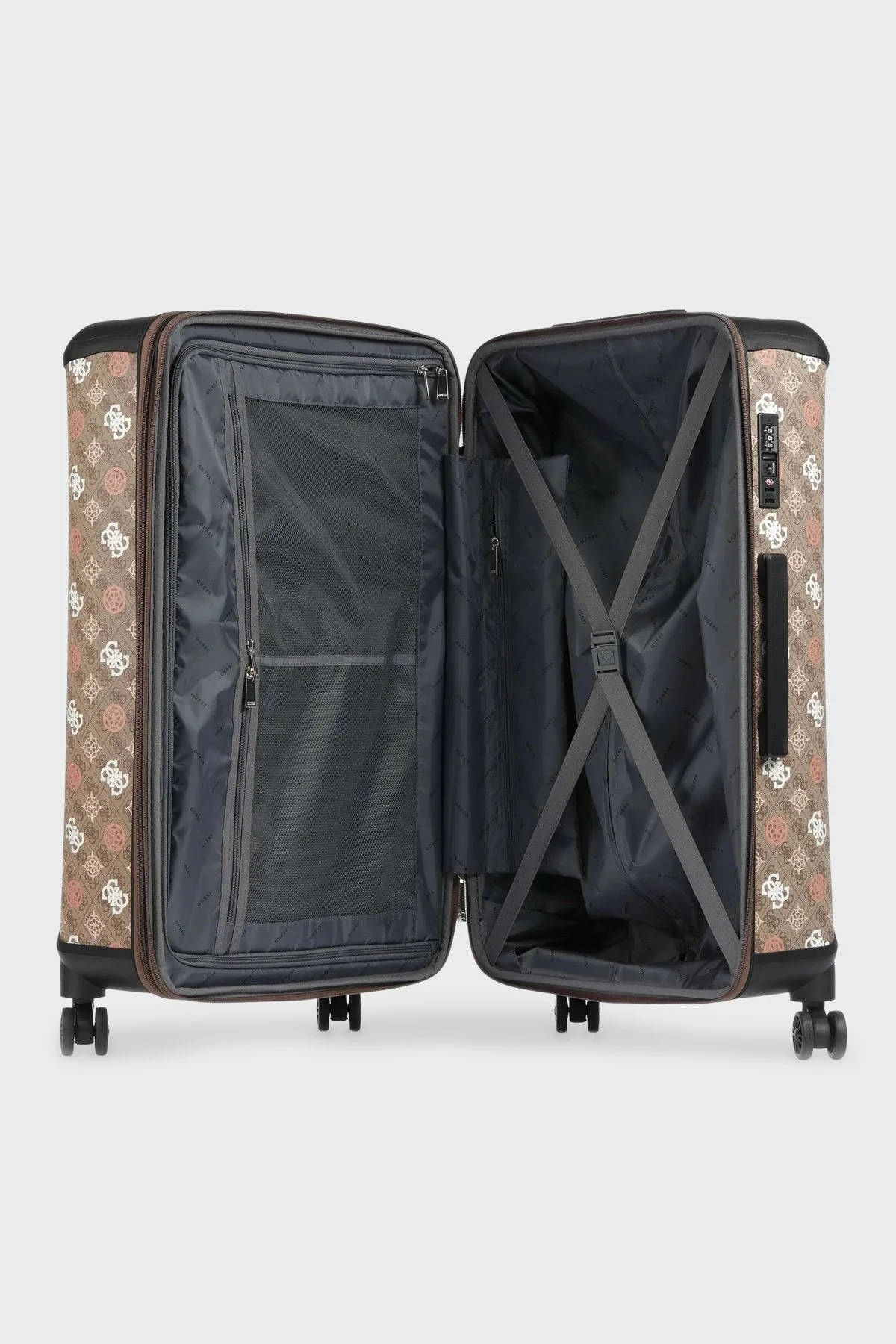 Guess Eliette Logolu Fermuarlı Şifre Kilitli Büyük Boy TWB93159880 Bayan Valiz TWB93159880 LOU KAHVE - 4