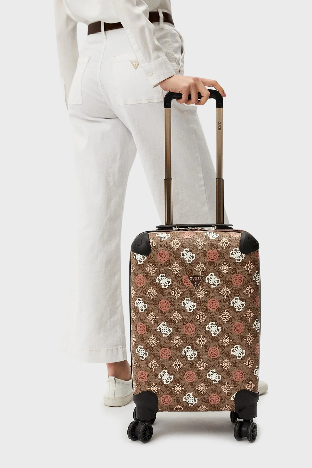 Guess Eliette Logolu Fermuarlı Şifre Kilitli Küçük Boy TWB93159830 Bayan Valiz TWB93159830 LOU KAHVE - 4