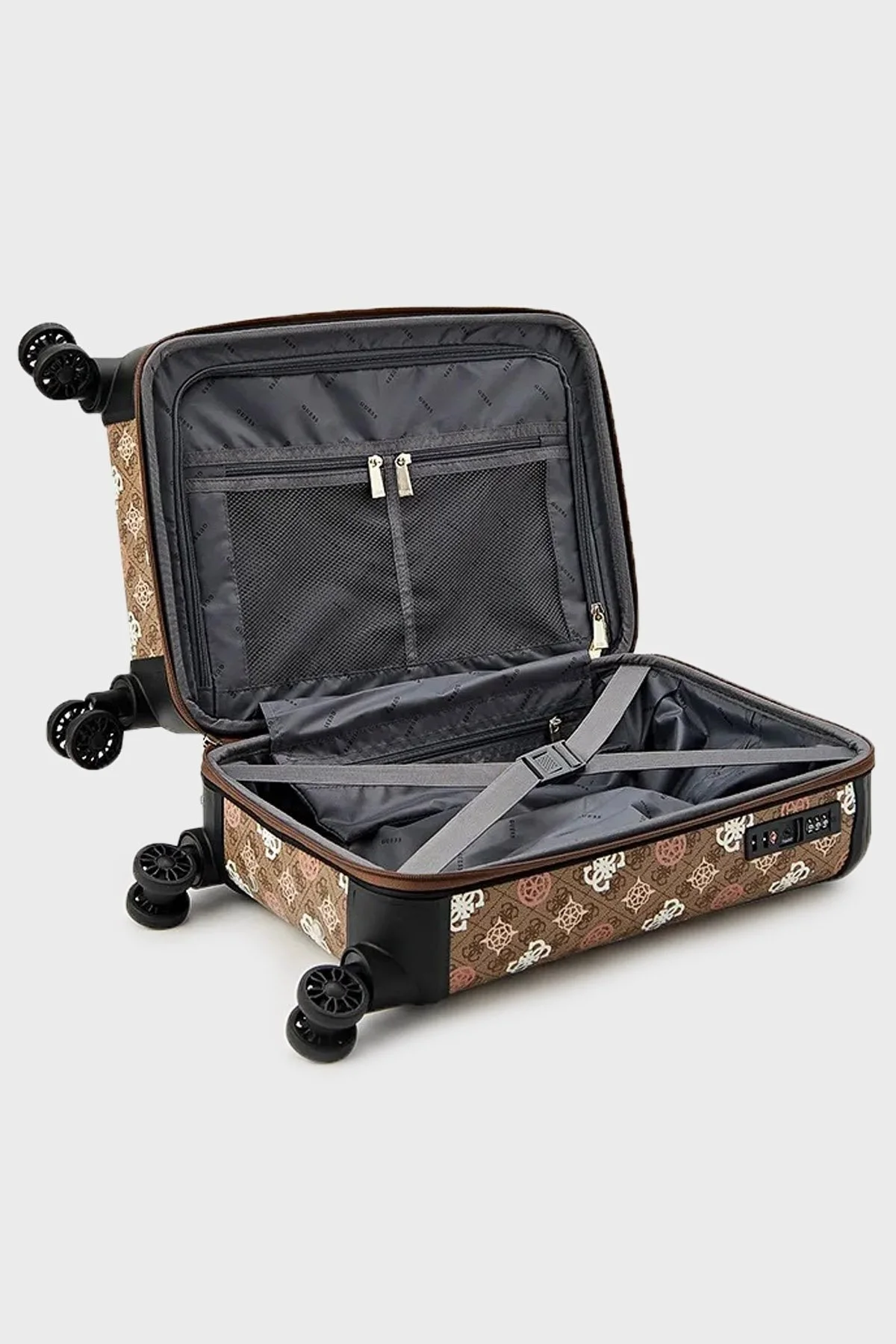 Guess Eliette Logolu Fermuarlı Şifre Kilitli Küçük Boy TWB93159830 Bayan Valiz TWB93159830 LOU KAHVE - 5