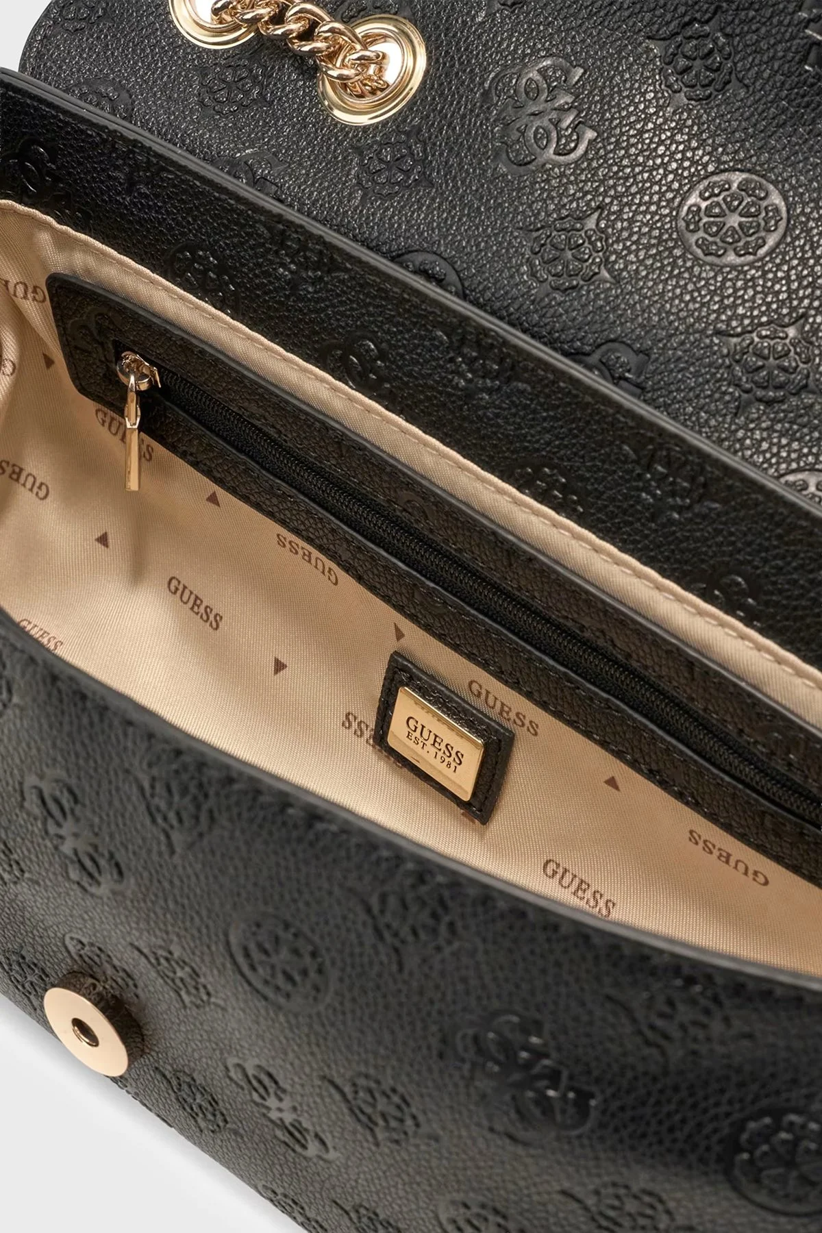 Guess Ella Logolu Zincir Askılı HWPD9746210 Kadın Çanta HWPD97 46210 BLO Siyah - 3