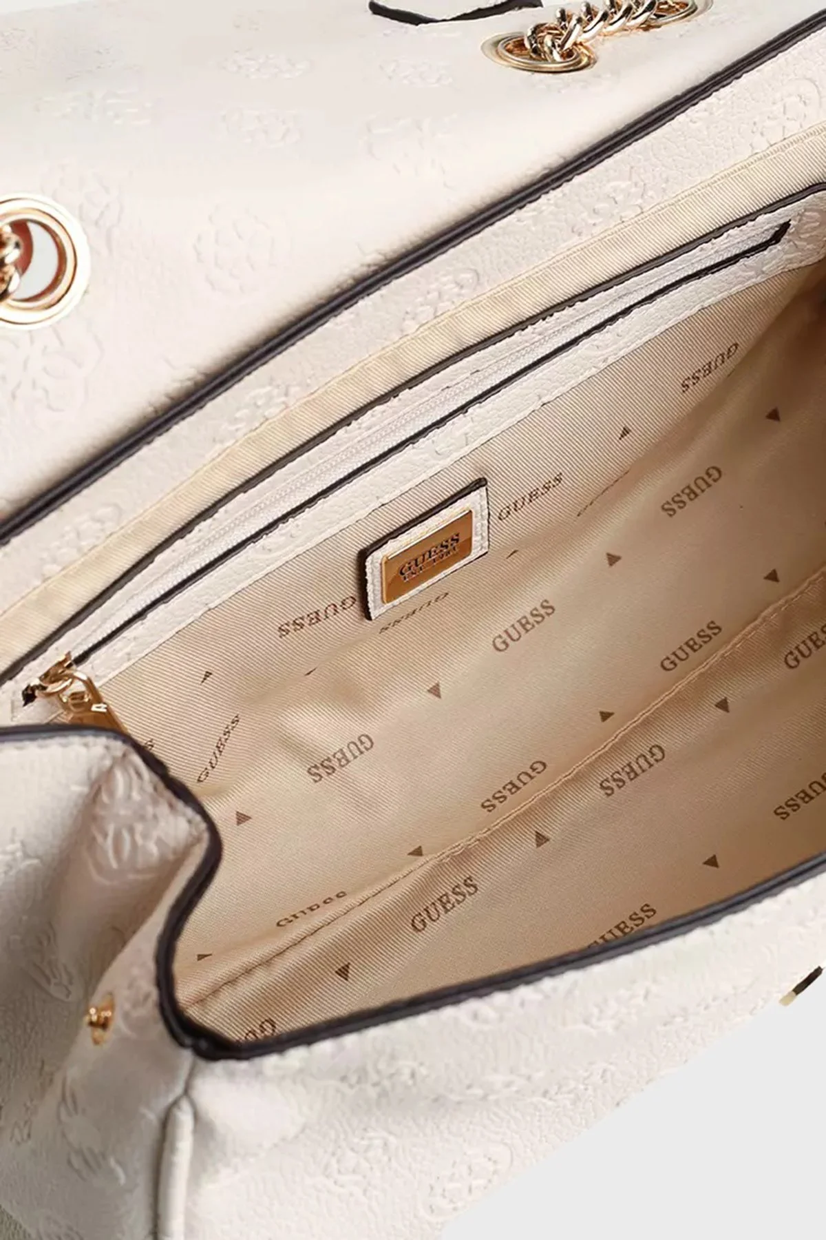 Guess Ella Logolu Zincir Askılı HWPD9746210 Kadın Çanta HWPD97 46210 STL Ekru - 5