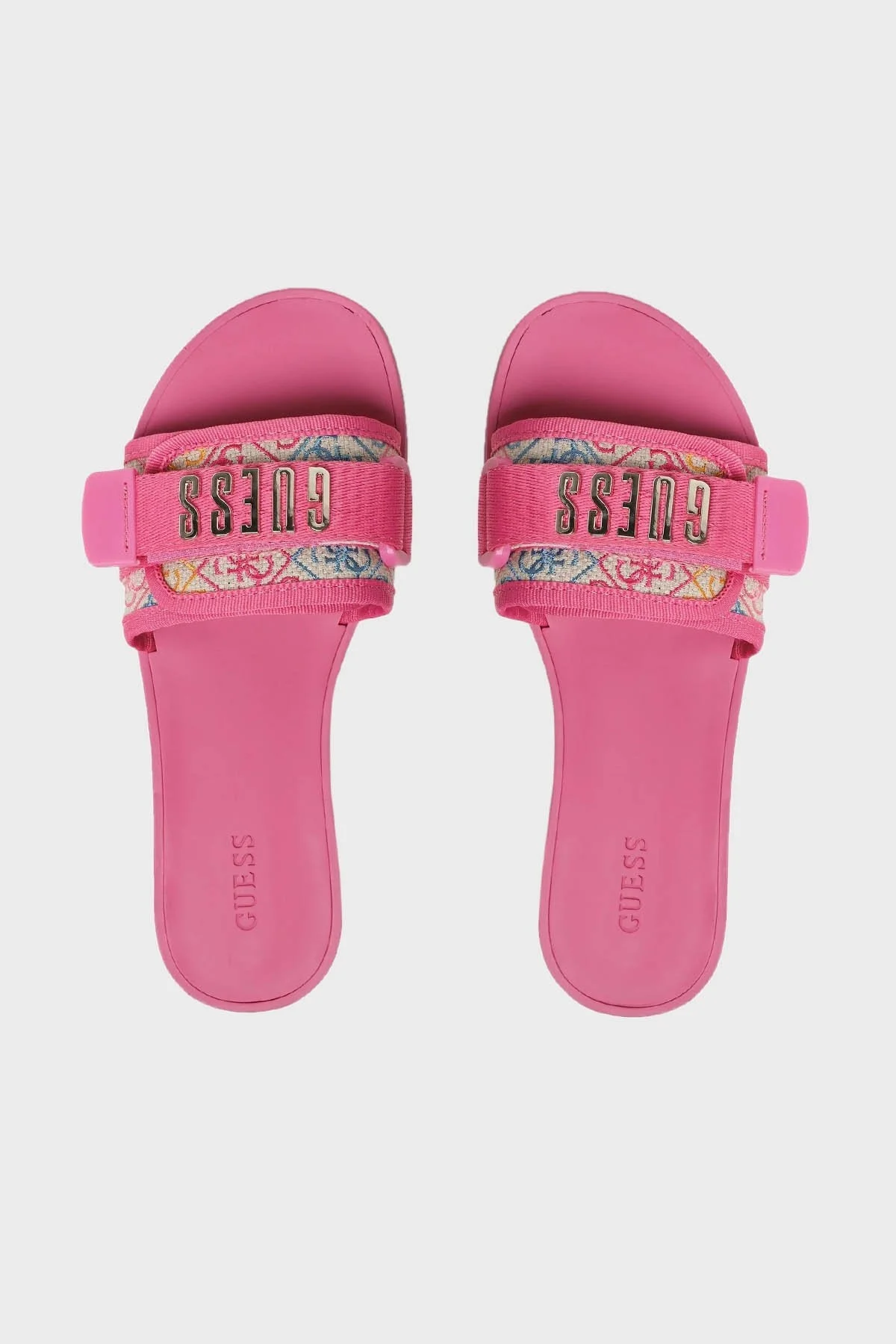 Guess Elyze2 Logolu Cırtlı Düz Bayan Terlik FL6E2L FAL19 MULTI PEMBE - 3
