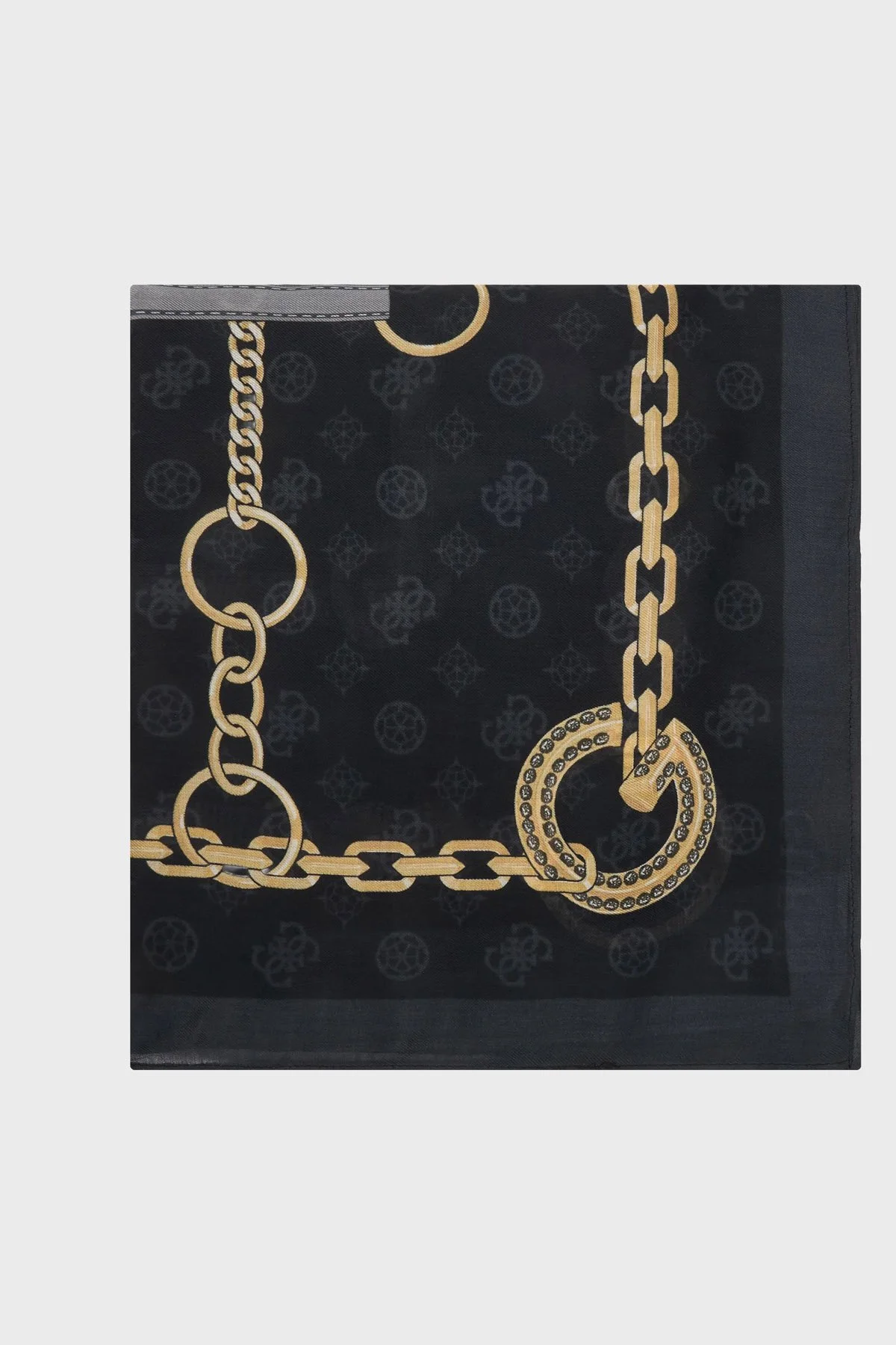 Guess Emelie Logolu 120 x 120 cm Desenli Modal AW5482MOD03 Bayan Eşarp AW5482 MOD03 BLO SİYAH - 1